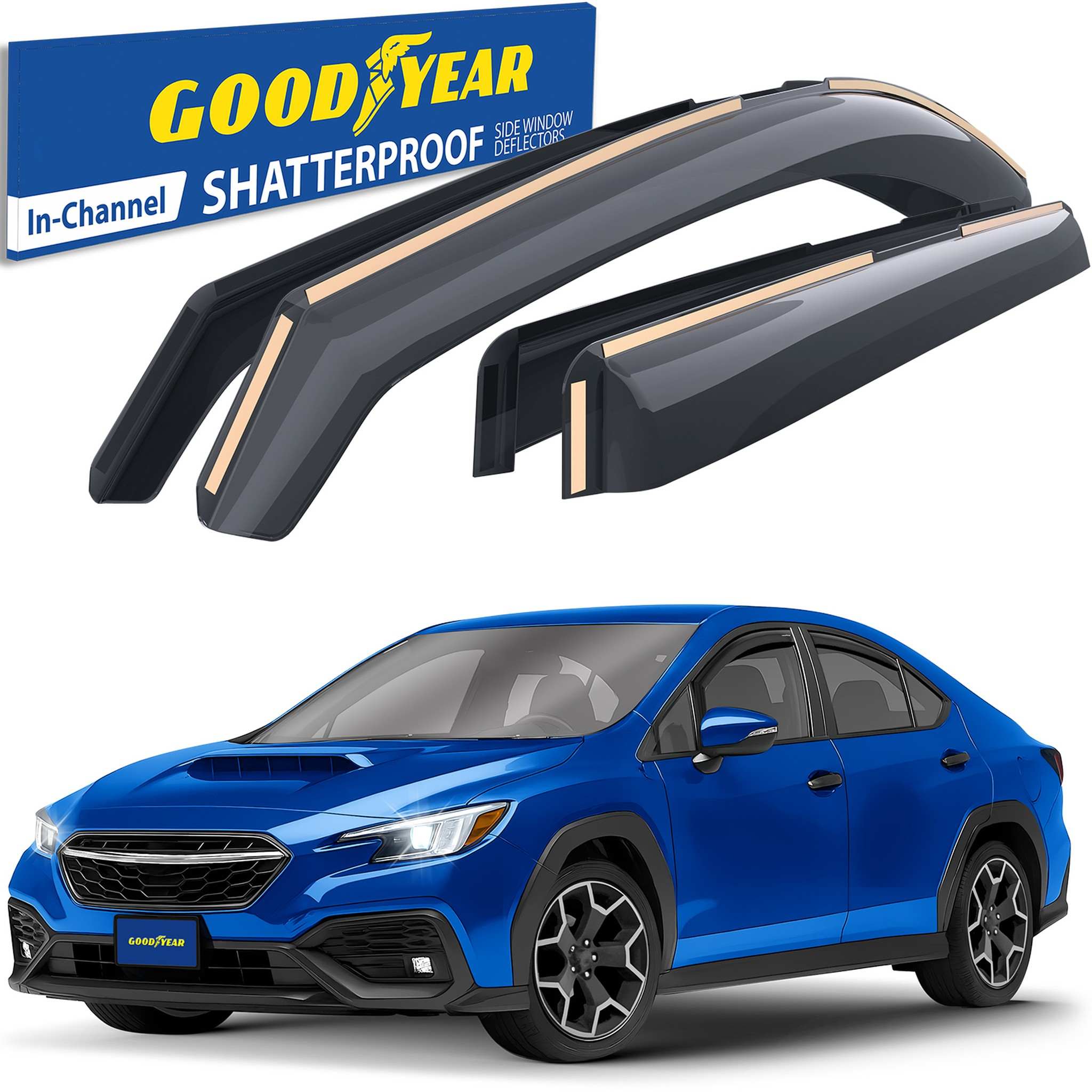 Goodyear Wind Deflectors for Subaru WRX 2022-2026 In-channel Premium Smoke 4Pcs