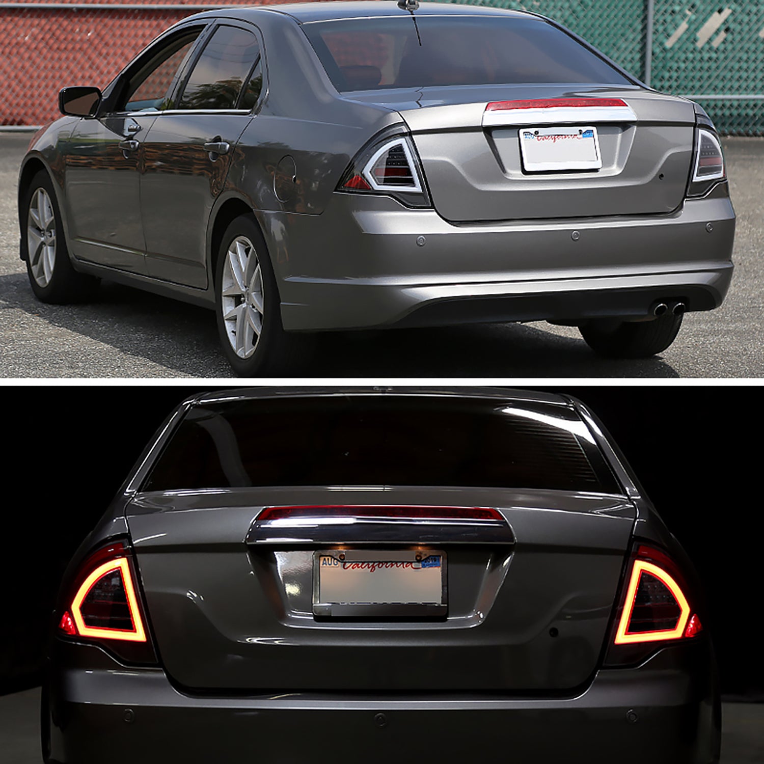 2010-2012 Ford Fusion LED Tail Lights Matte Black Housing/Clear Lens