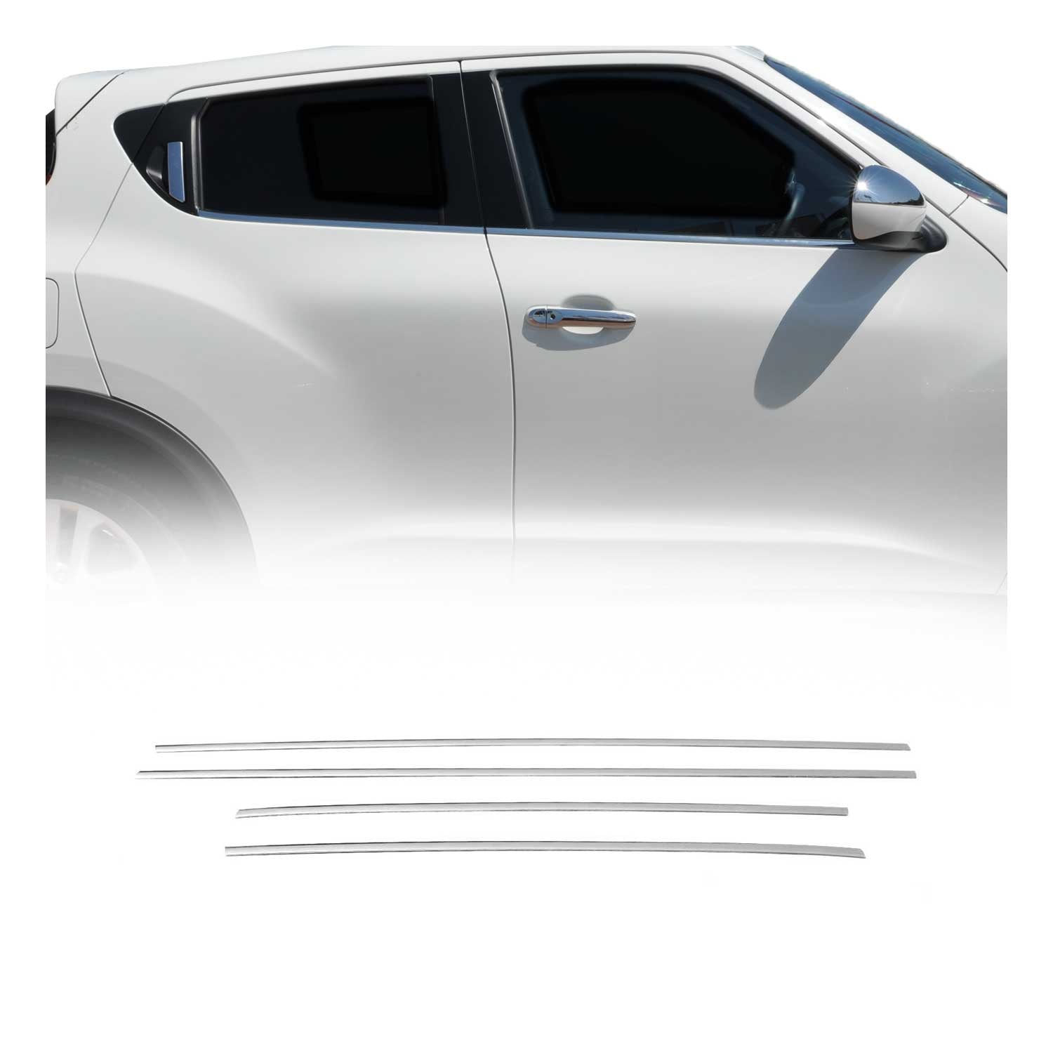 2011-2017 Nissan Juke Window Molding Trim Streamer Stainless Steel Silver 4 Pcs