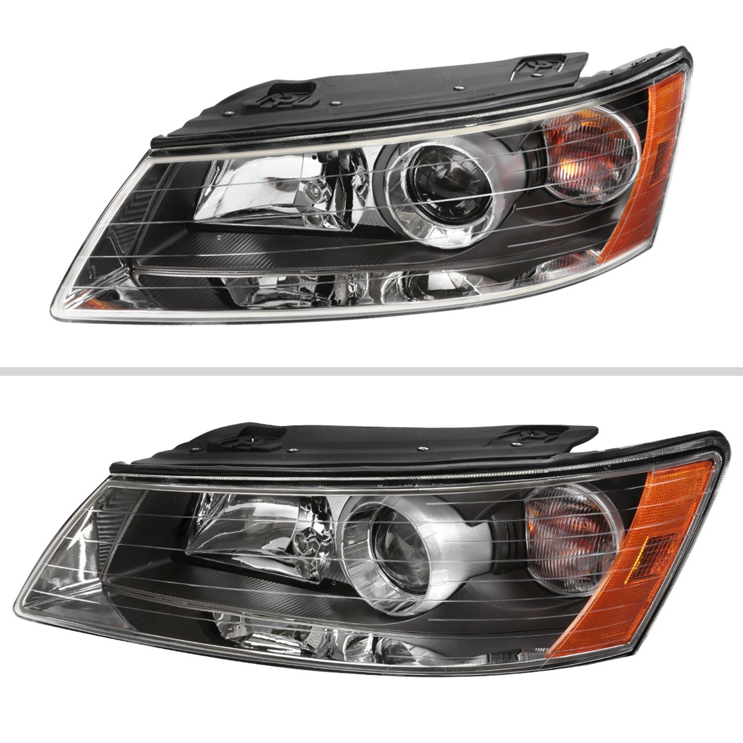 2006-2008 Hyundai Sonata Projector Style Headlights Matte Black/Clear Lens
