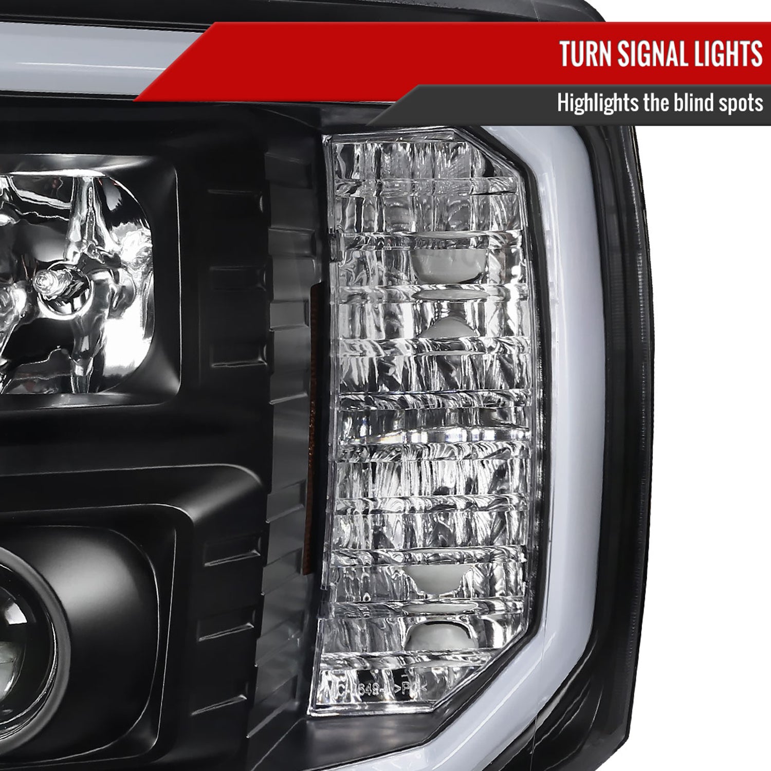 2007-2014 Chevy Silverado 1500/2500/3500HD LED CBar Projector Headlights Black