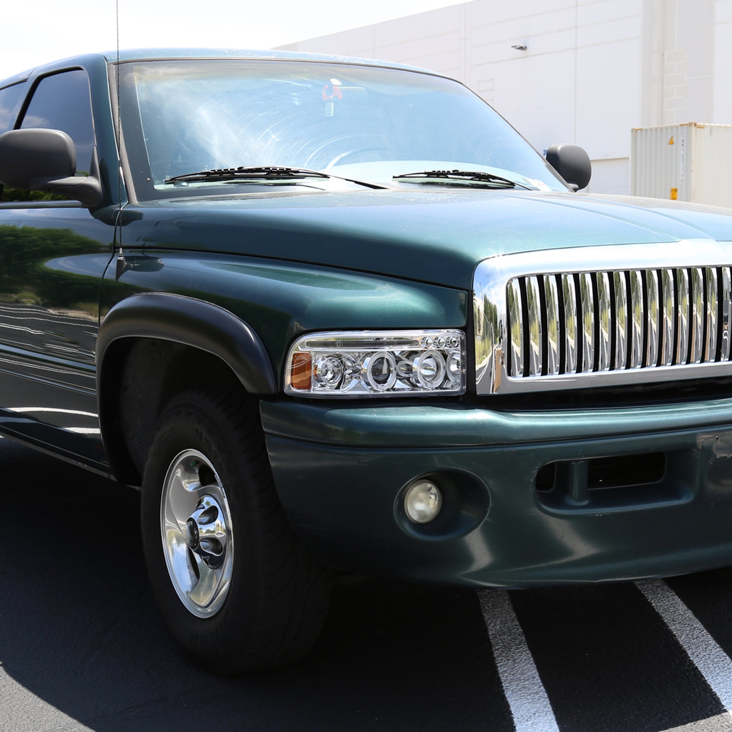 1994-2001 Dodge RAM 1500 2500 3500 Dual Halo Projector Headlights Chrome/Clear