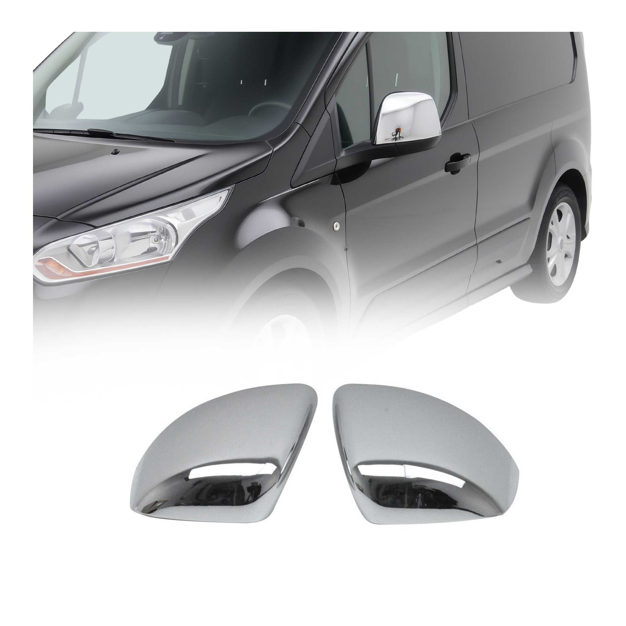 2014-2019 Ford Transit Connect Pre-FL Side Mirror Cover Caps Chrome Silver 2 Pcs