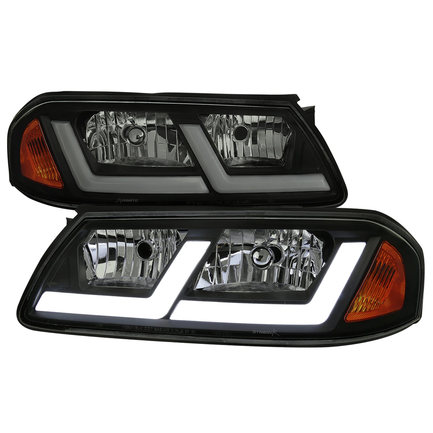 2000-2005 Chevy Impala LED Bar Factory Style Headlights Matte Black/Smoke Lens