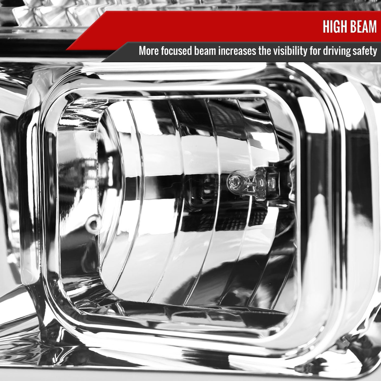 2008-2010 Ford F-250 F-350 F-450 LED C-Bar Projector Headlight Chrome/Clear