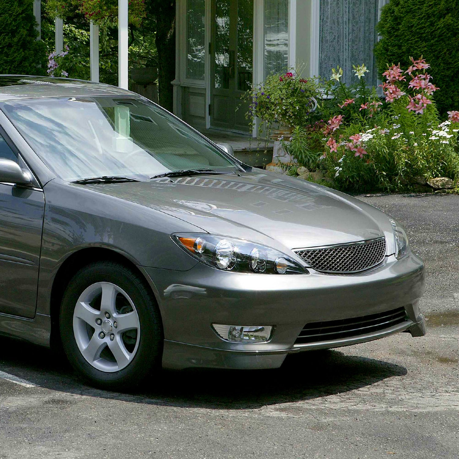 2005-2006 Toyota Camry Factory Crystal Headlights Amber Reflector Matt Black