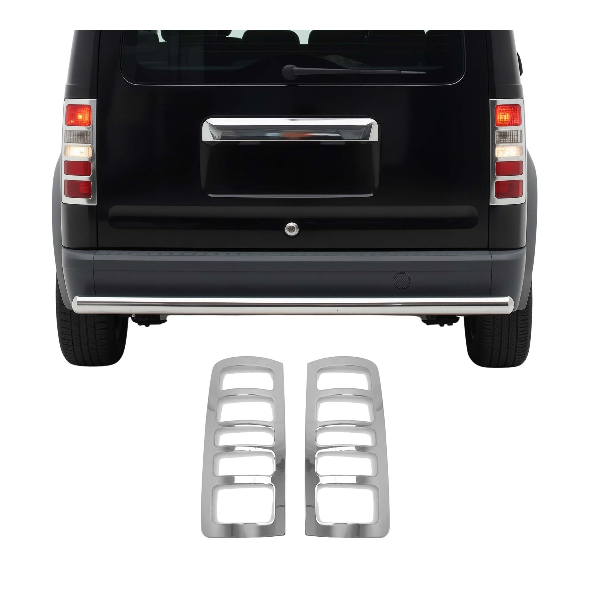 2010-2013 Ford Transit Connect Trunk Tail Light Trim Frame Stainless Steel Silver 2Pcs