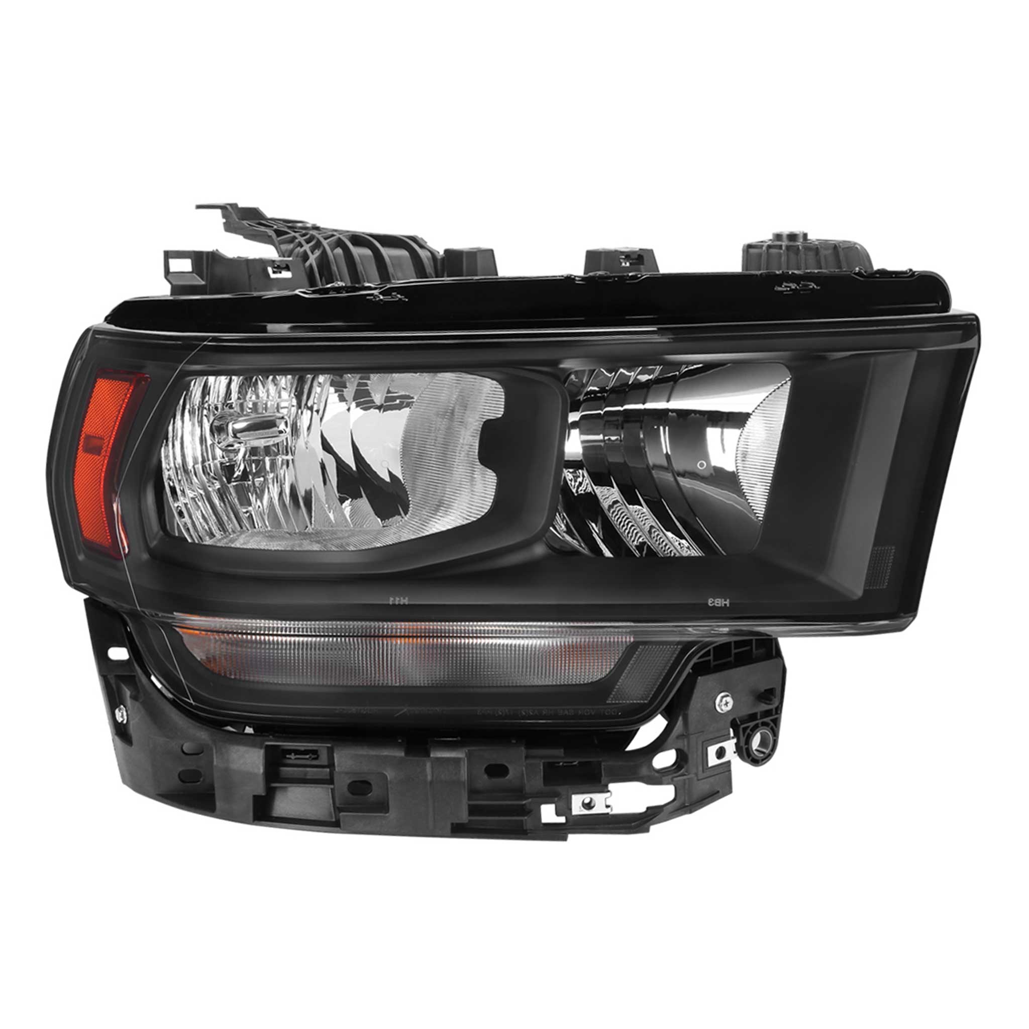 For Dodge RAM 2500 3500 2019-2024 Factory Style Crystal Headlight Passenger Side Only Black Housing Clear Lens