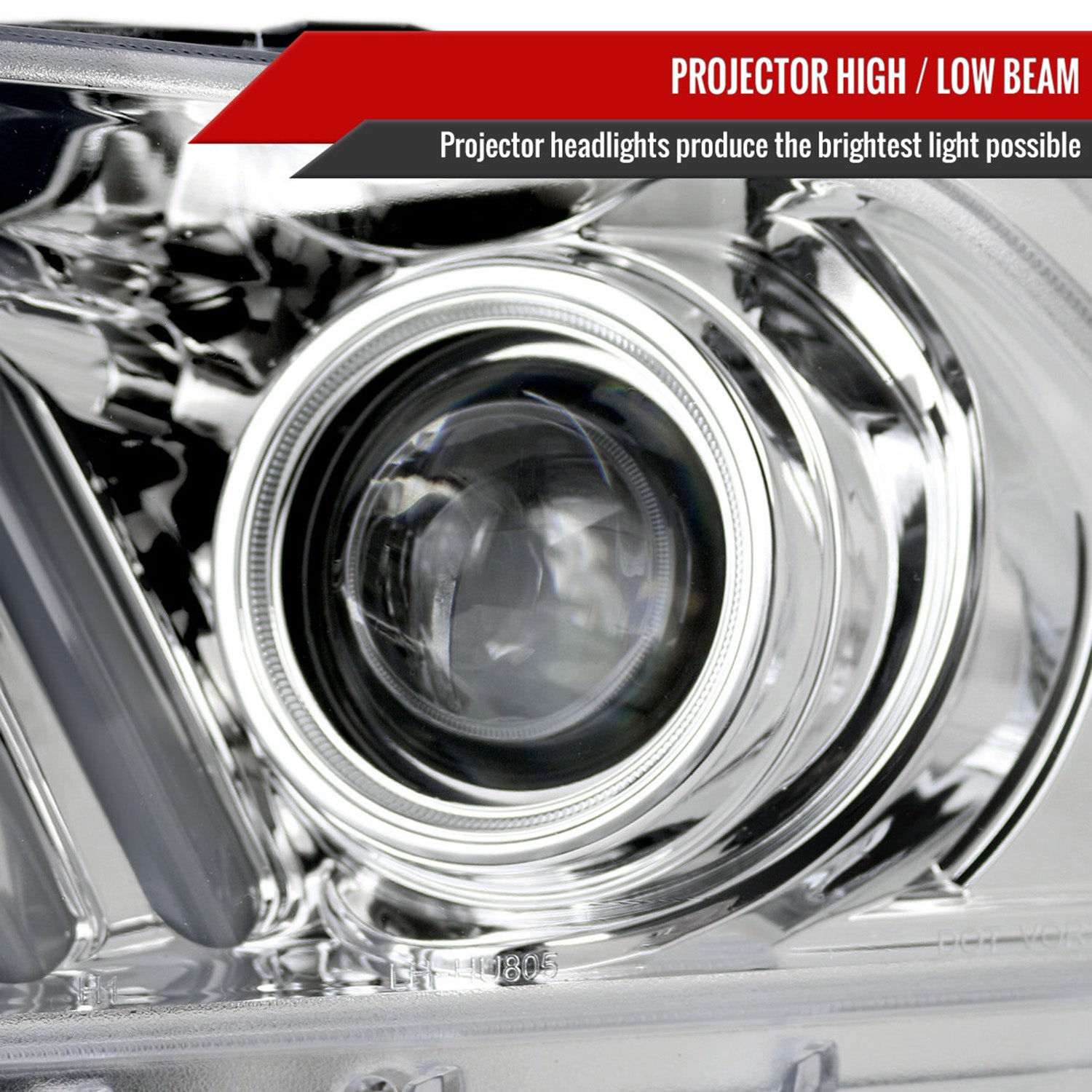 2010-2014 Ford Mustang Sequential LED Bar Projector Headlights Chrome/Clear