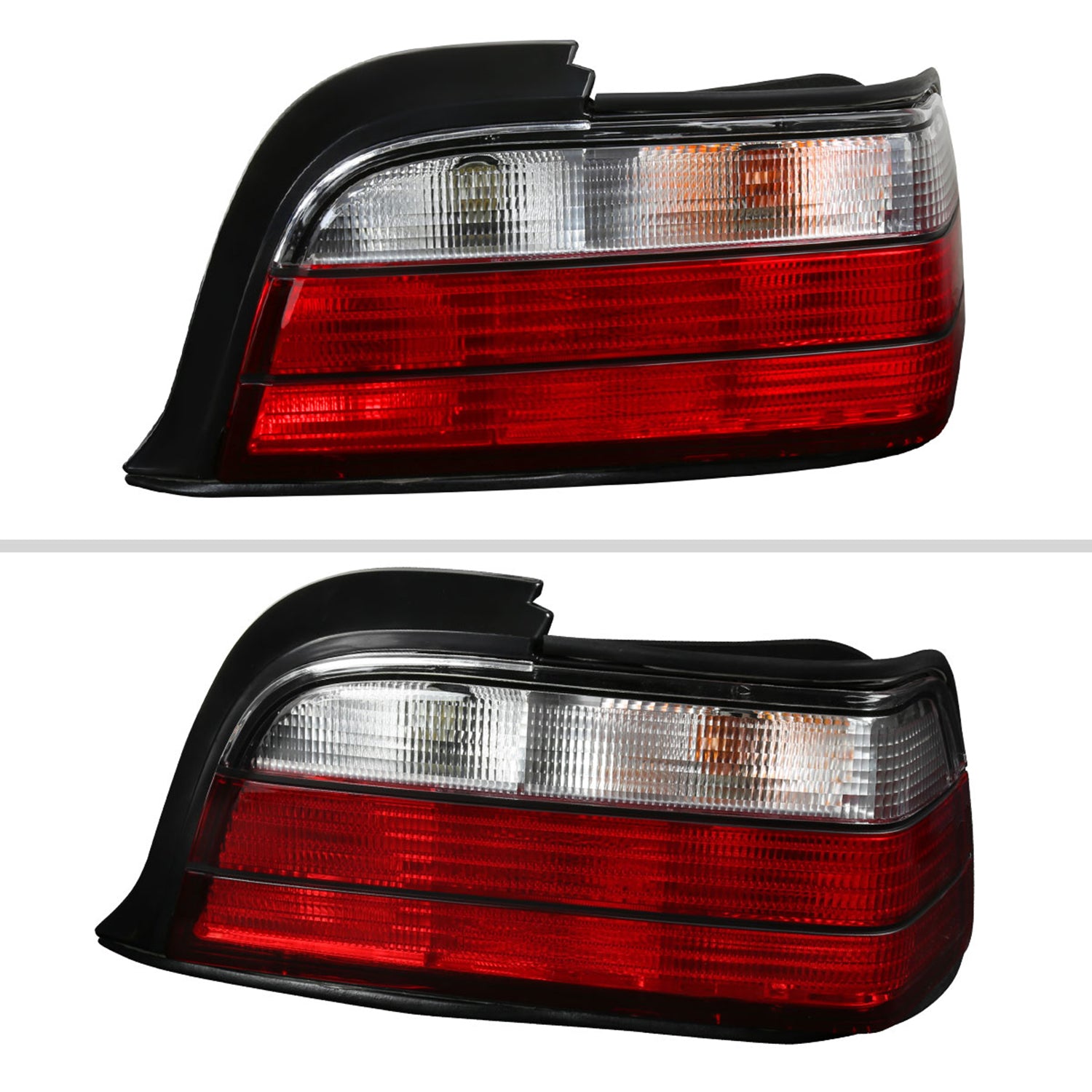 1992-1998 BMW E36 3 Series Coupe/Convertible Tail Lights Chrome/Red Clear Lens