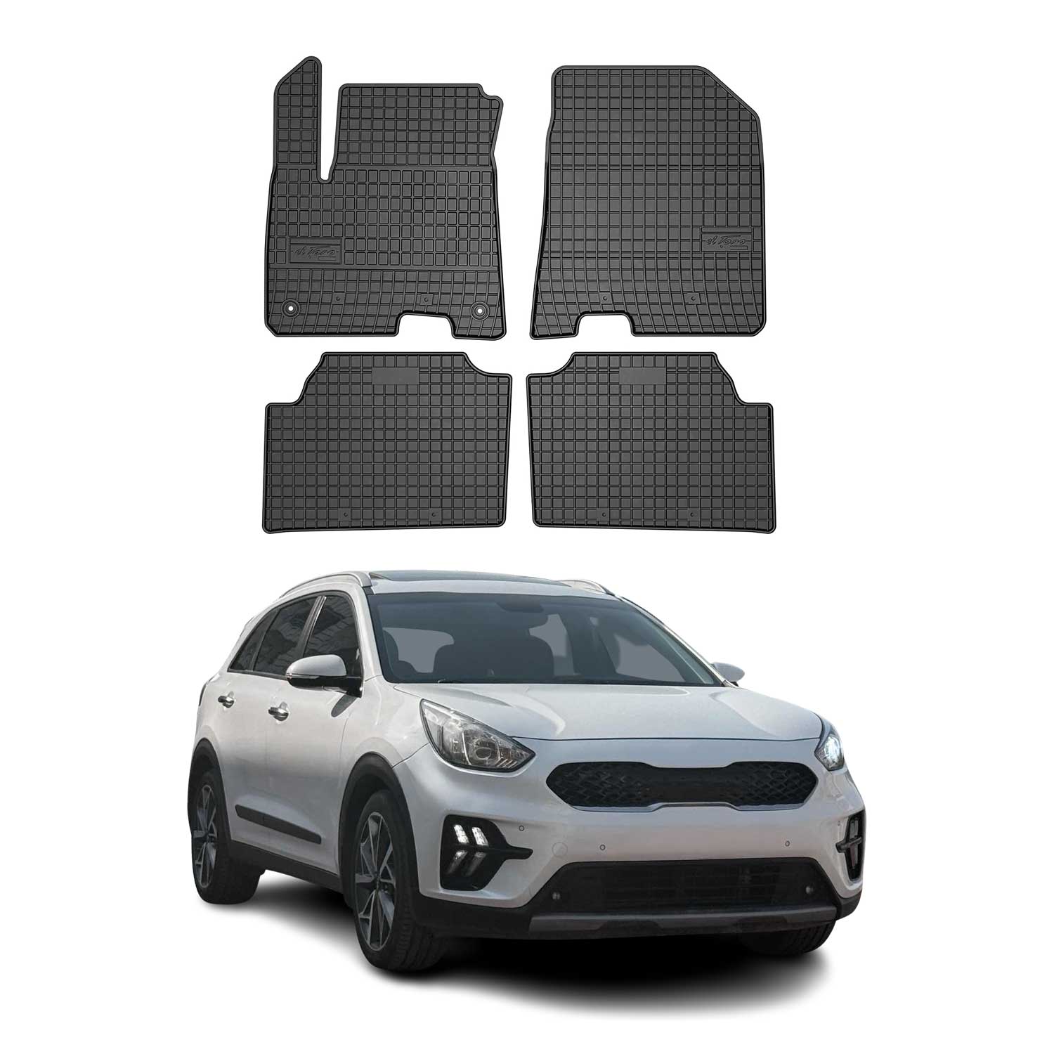 2019-2022 Kia Niro EV 1.gen Floor Mats Liners Full Set All Weather Rubber Black
