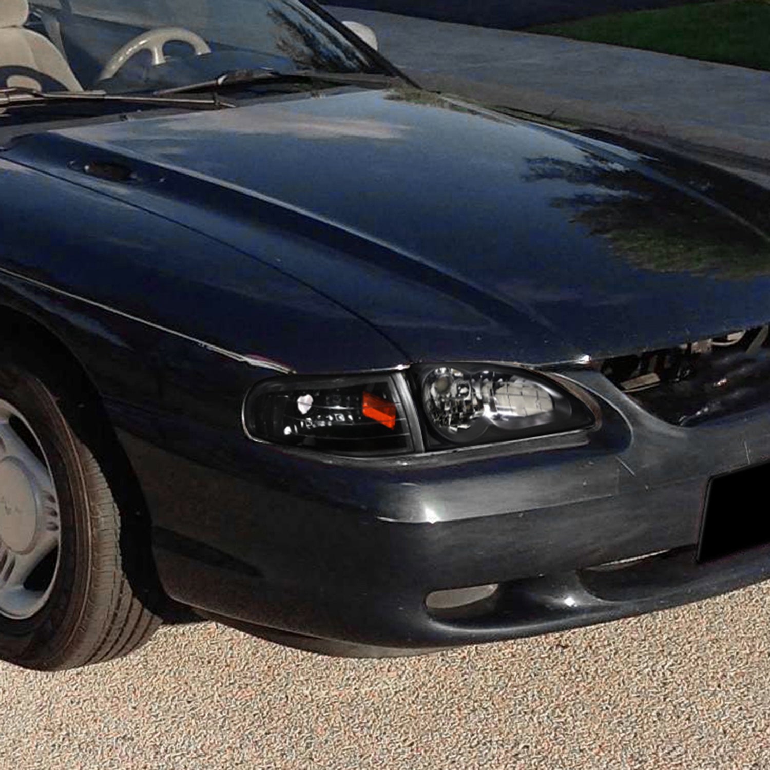 1994-1998 Ford Mustang Corner Parking Turn Signal Lights Amber Matt Black