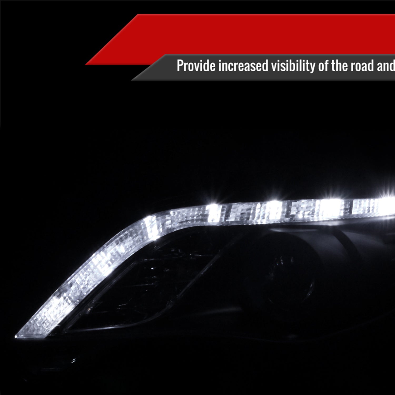 2011-2013 Toyota Corolla Projector Headlights LED Light Strip Matt Black/Clear