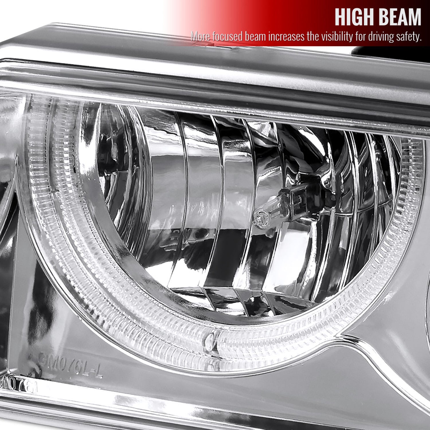 1998-2004 Chevy S10 Blazer Dual Halo Projector Headlights Bumper Lights Chrome