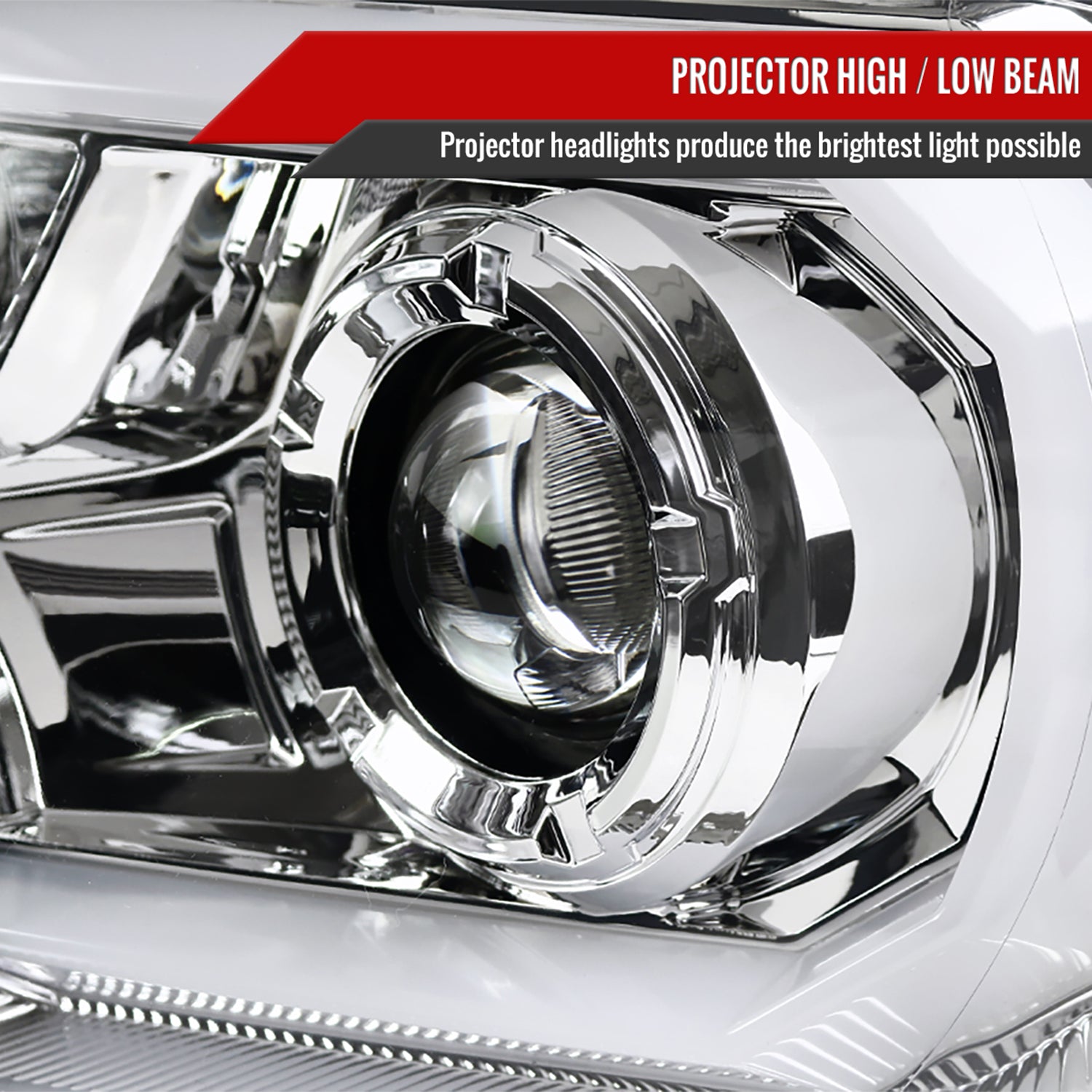 2012-2015 Toyota Tacoma LED C-Bar Projector Headlights Chrome/Clear Lens
