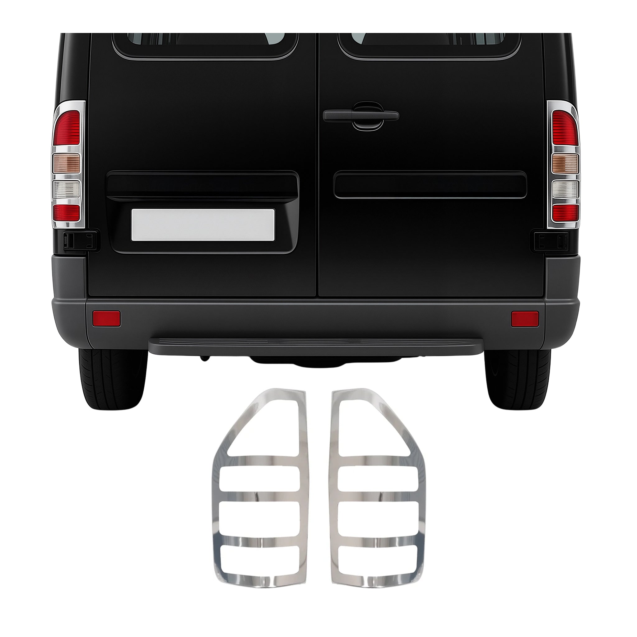 2003-2006 Dodge Sprinter Trunk Tail Light Trim Frame Stainless Steel Silver 2 Pcs
