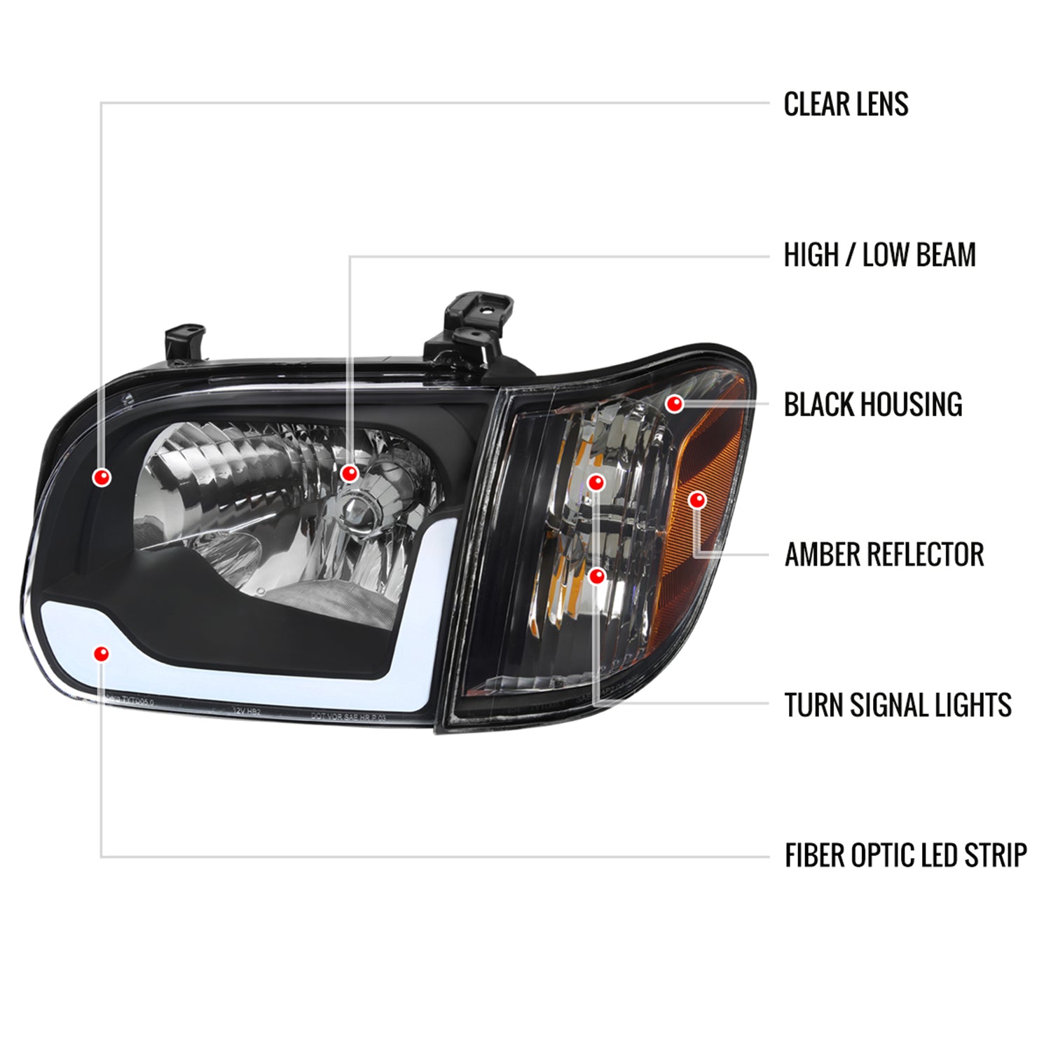 2005-2006 Toyota Tundra/05-2007 Sequoia LED Headlights Corner Lamps Amber &Black