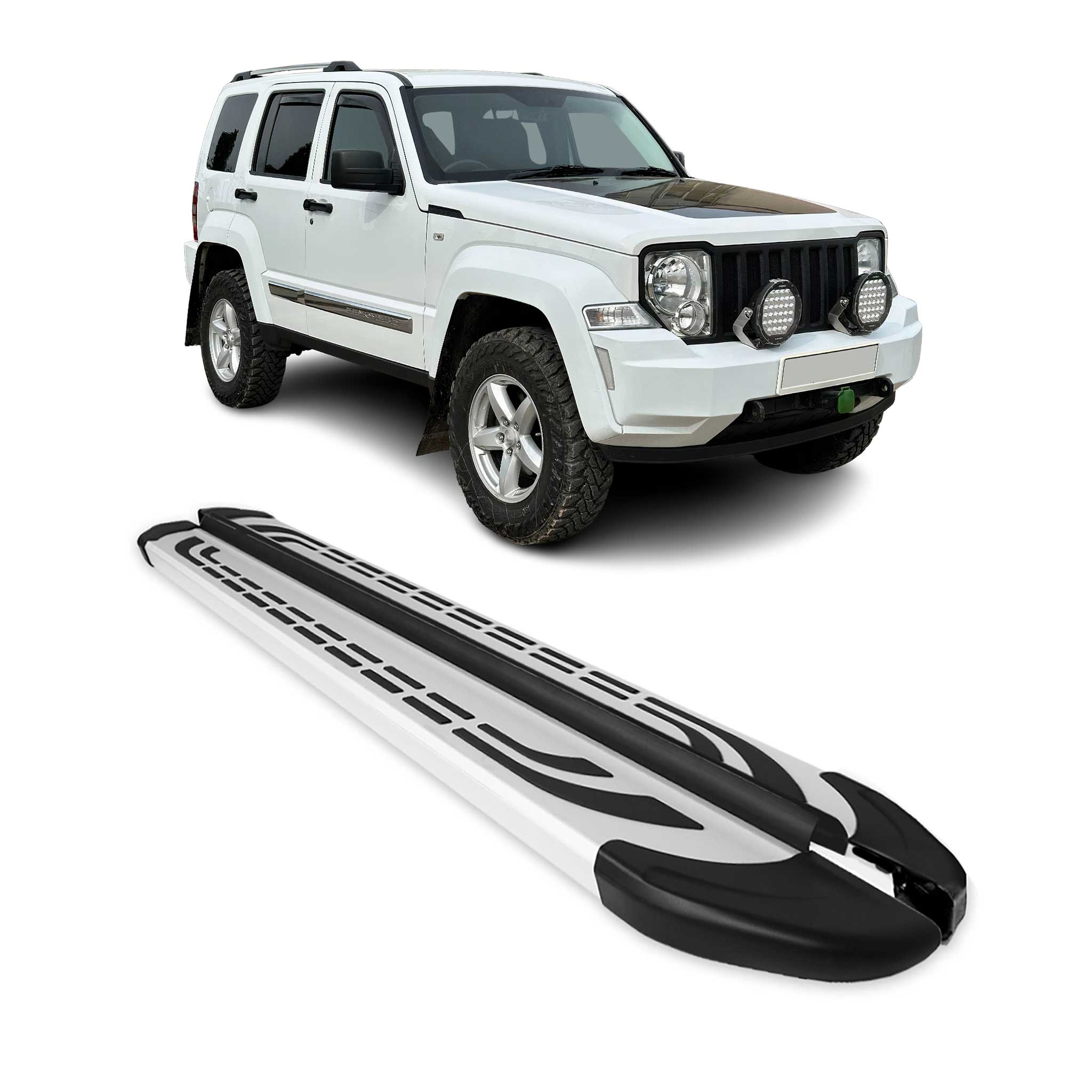 2008-2013 Jeep Liberty Running Boards Side Steps Silver