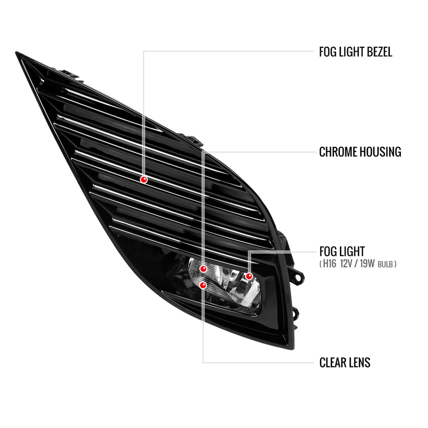 2018-2020 Toyota Camry SE/XSE 12V/19W H16 Fog Lights Kit Chrome/Clear Lens