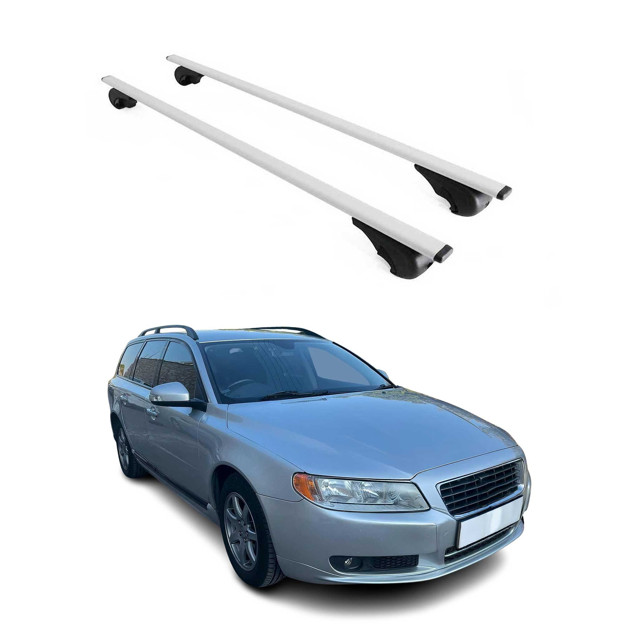 2008-2016 Volvo V70 Roof Rack Cross Bars Silver