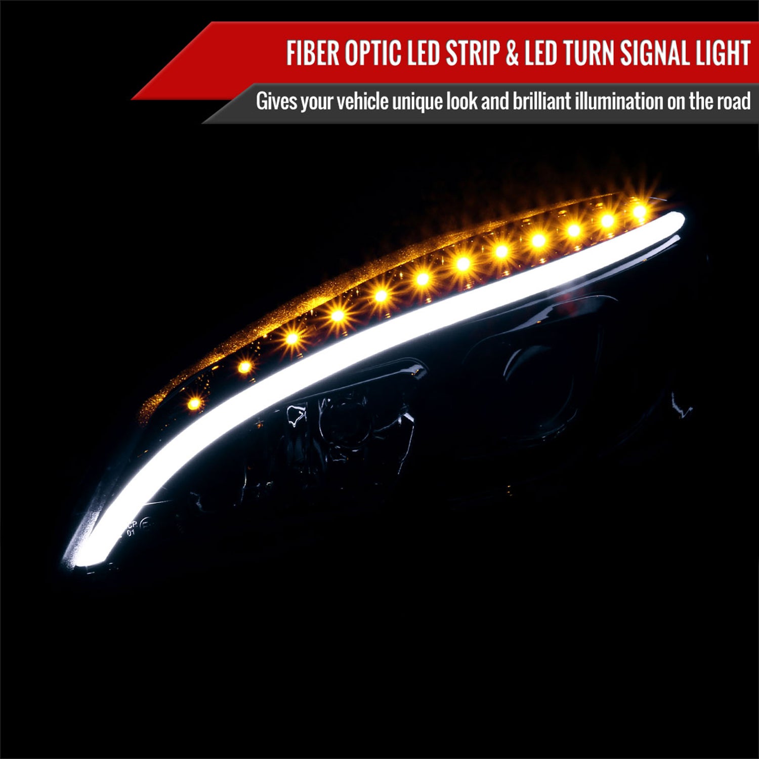 2008-2011 Mercedes W204 C Class Headlights LED Light Bar&LED Signal Smoked