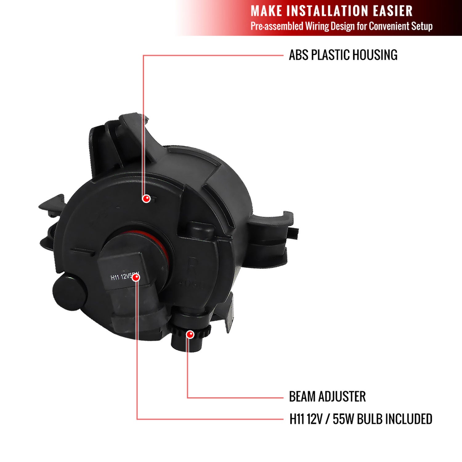 2004-2006 Nissan Quest/Altima H11 Fog Lights Kit Chrome Housing/Smoke Lens