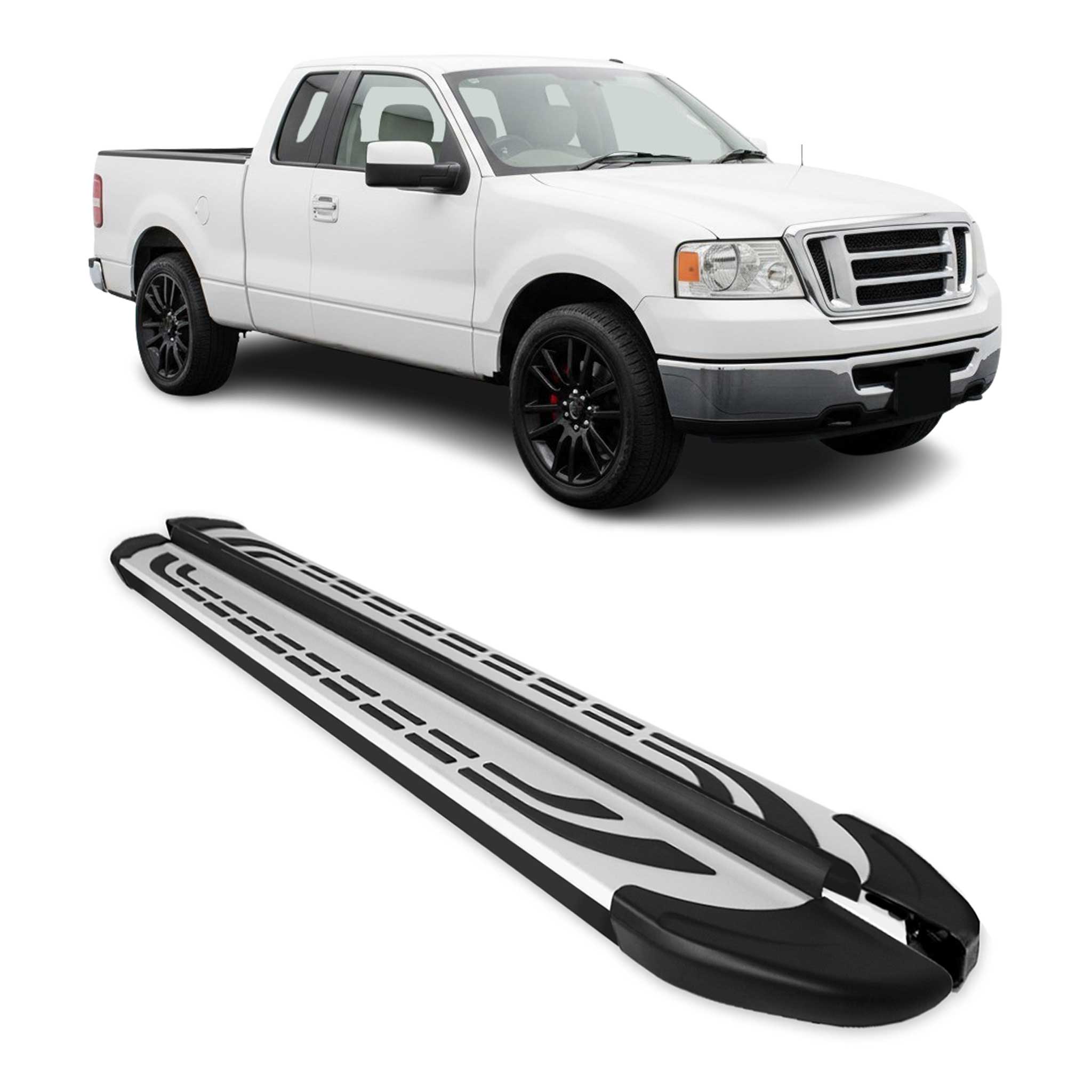 2004-2014 Ford F-150 Super Cab Nerf Bar Side Step Running Boards Alu 2x