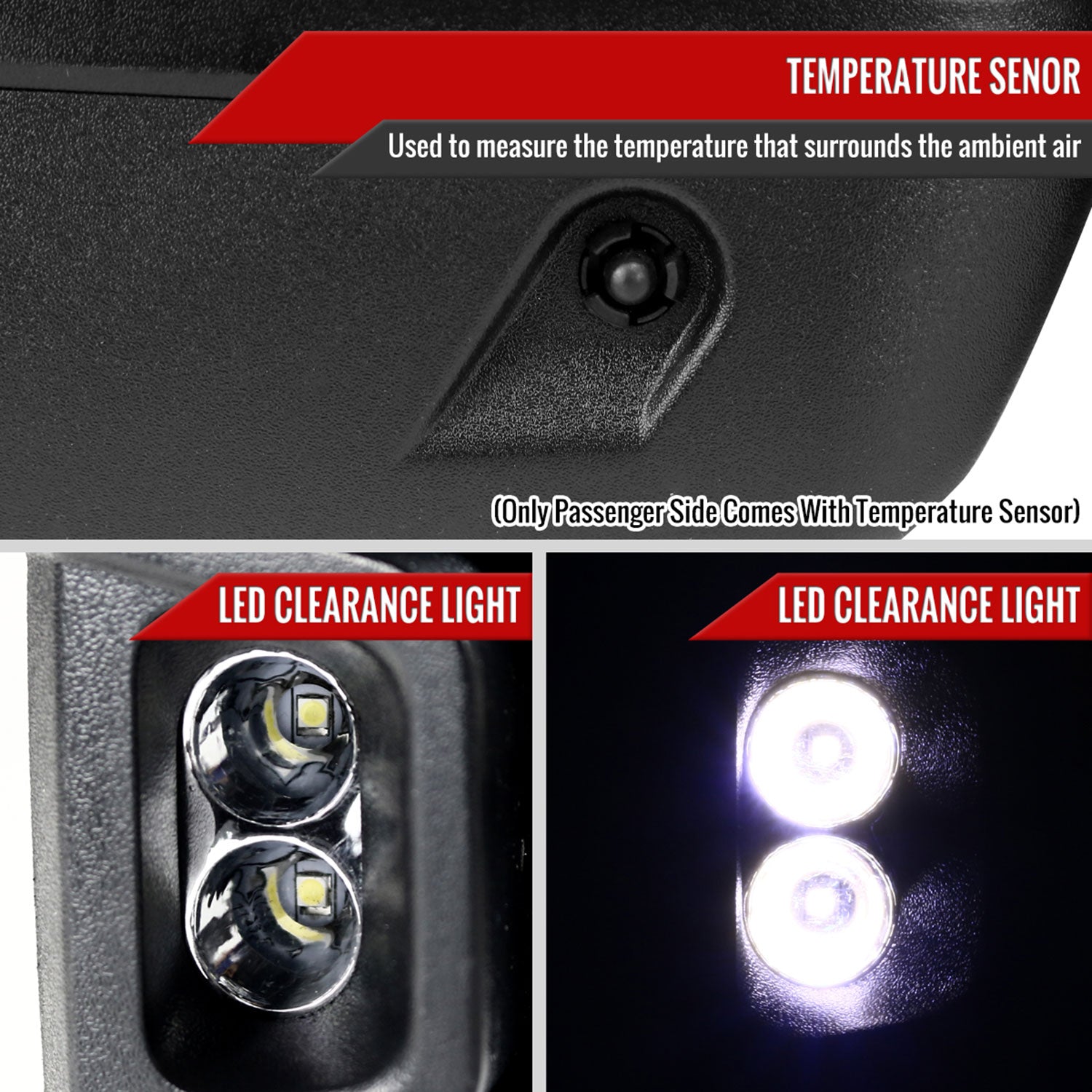 2014-2016 Chevy Silverado/GMC Sierra Heated ATS Manual Towing Mirrors Smoke