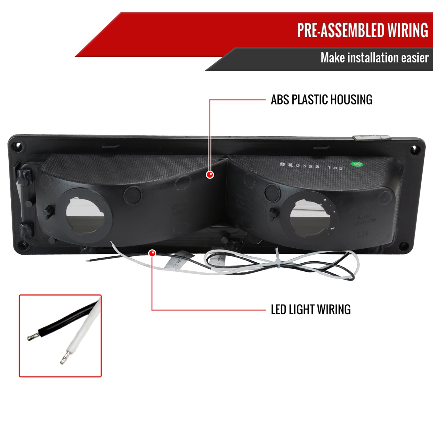 1988-1998 Chevy/GMC C10 C/K LED Strip Bumper Corner Signal Lights Matt Black