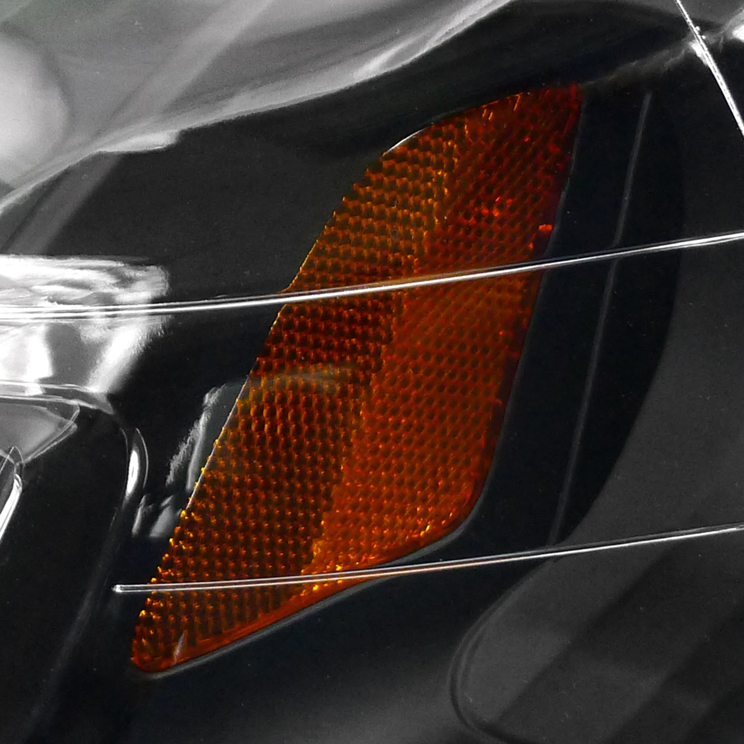 1999-2000 Honda Civic Crystal Headlights w/ Amber Reflector Matte Black/Clear