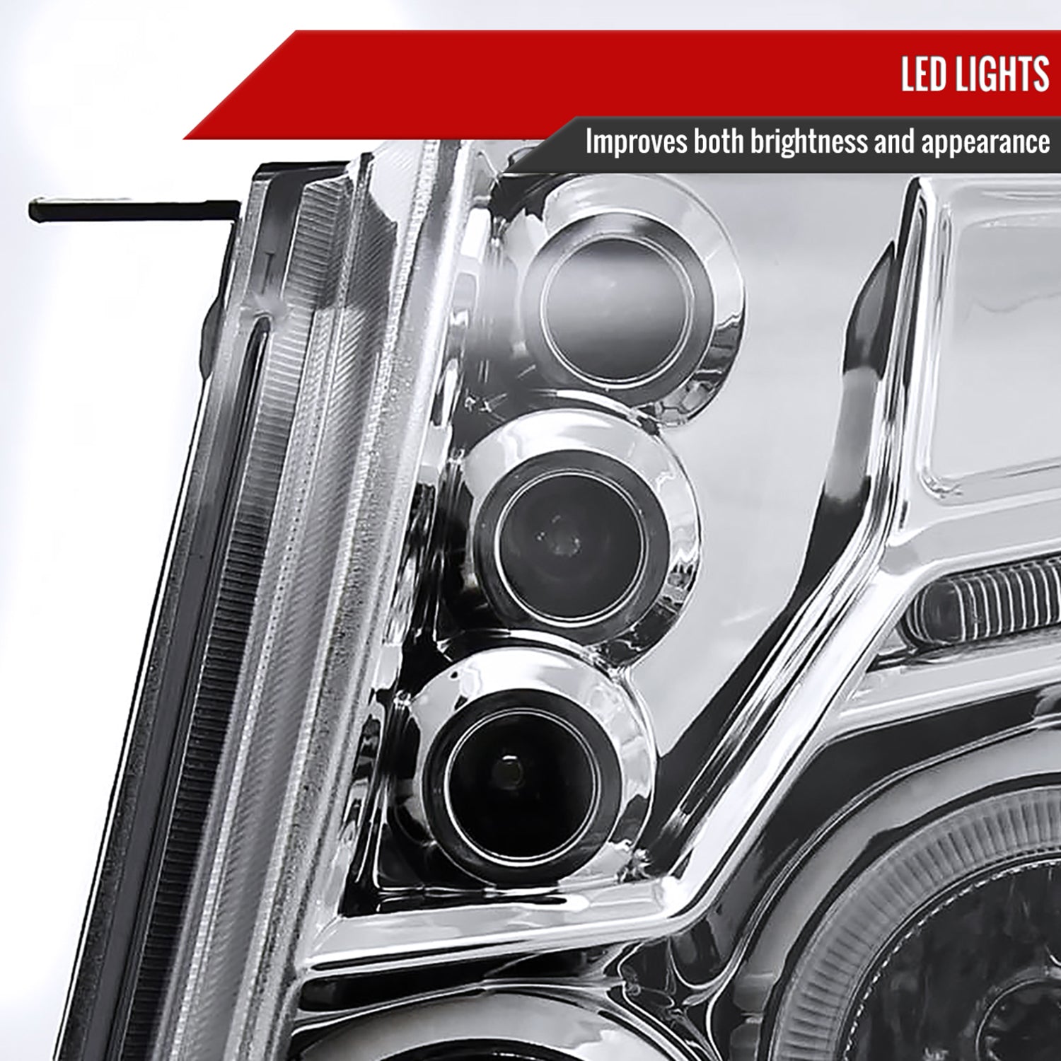2005-2011 Toyota Tacoma Dual Halo Projector Headlights Chrome/Clear Lens