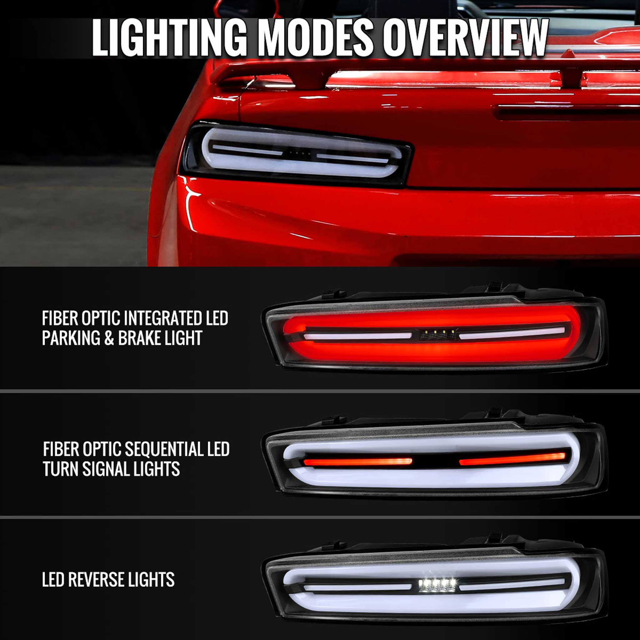 For Chevrolet Camaro 2016-2018 Full LED Tail Light Sequential Signal For OE LED