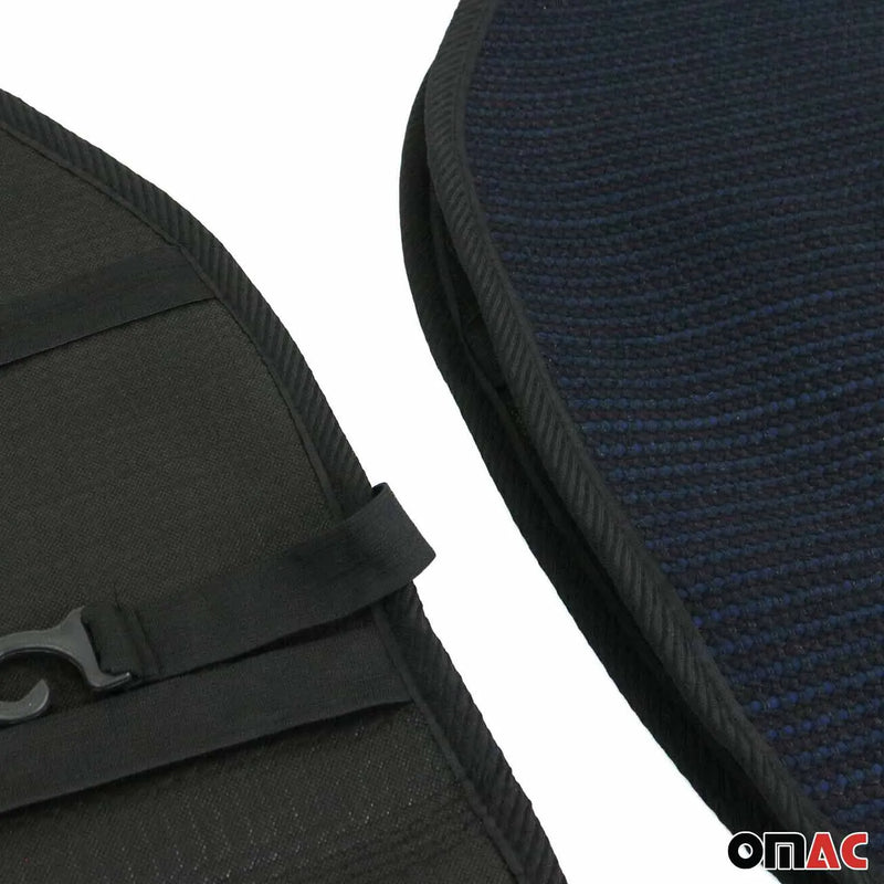 2 Pcs Set Black with Blue Stitches Antiperspirant Odorless Car Seat Cover Pads