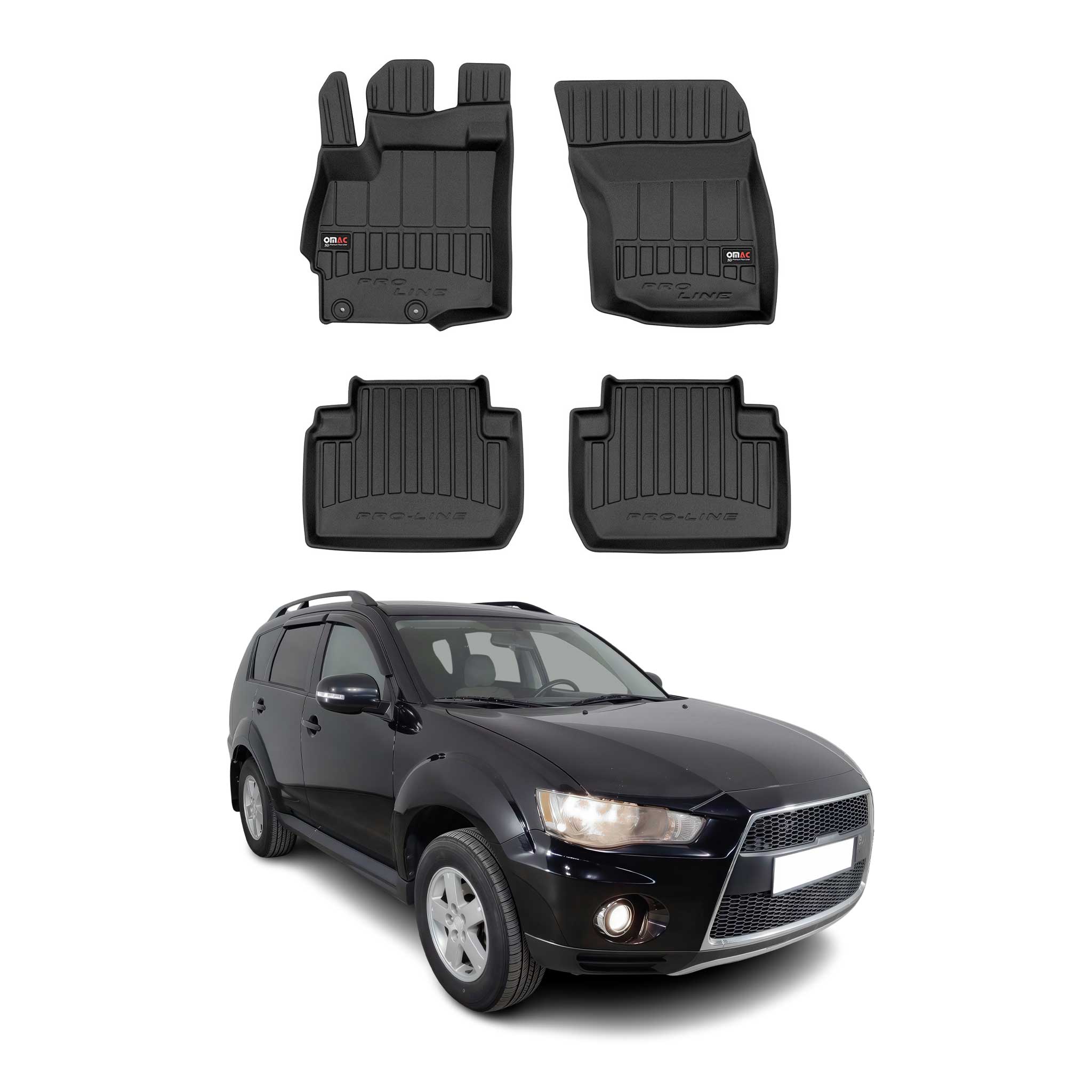 2007-2020 Mitsubishi Outlander Premium Floor Mats Liners Full Set All Weather Heavy Duty