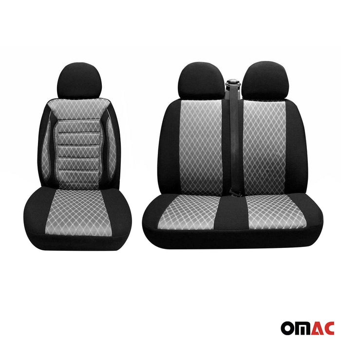 Front Car Seat Covers Protector for VW Eurovan 1993-2003 Grey & Black 2+1 Set