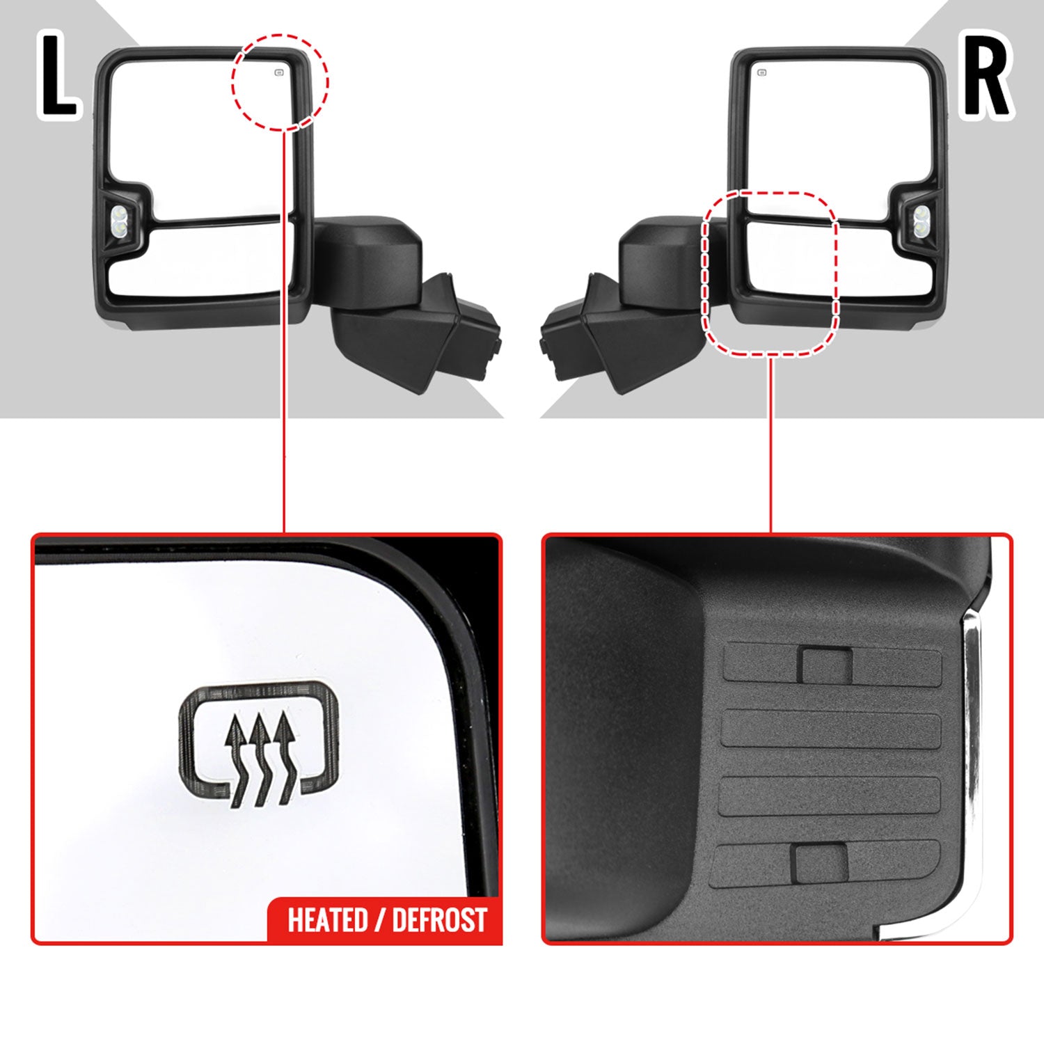 2019-2022 Chevy Silverado 1500 Heated Chrome Towing Mirrors Smoke &Turn Signal
