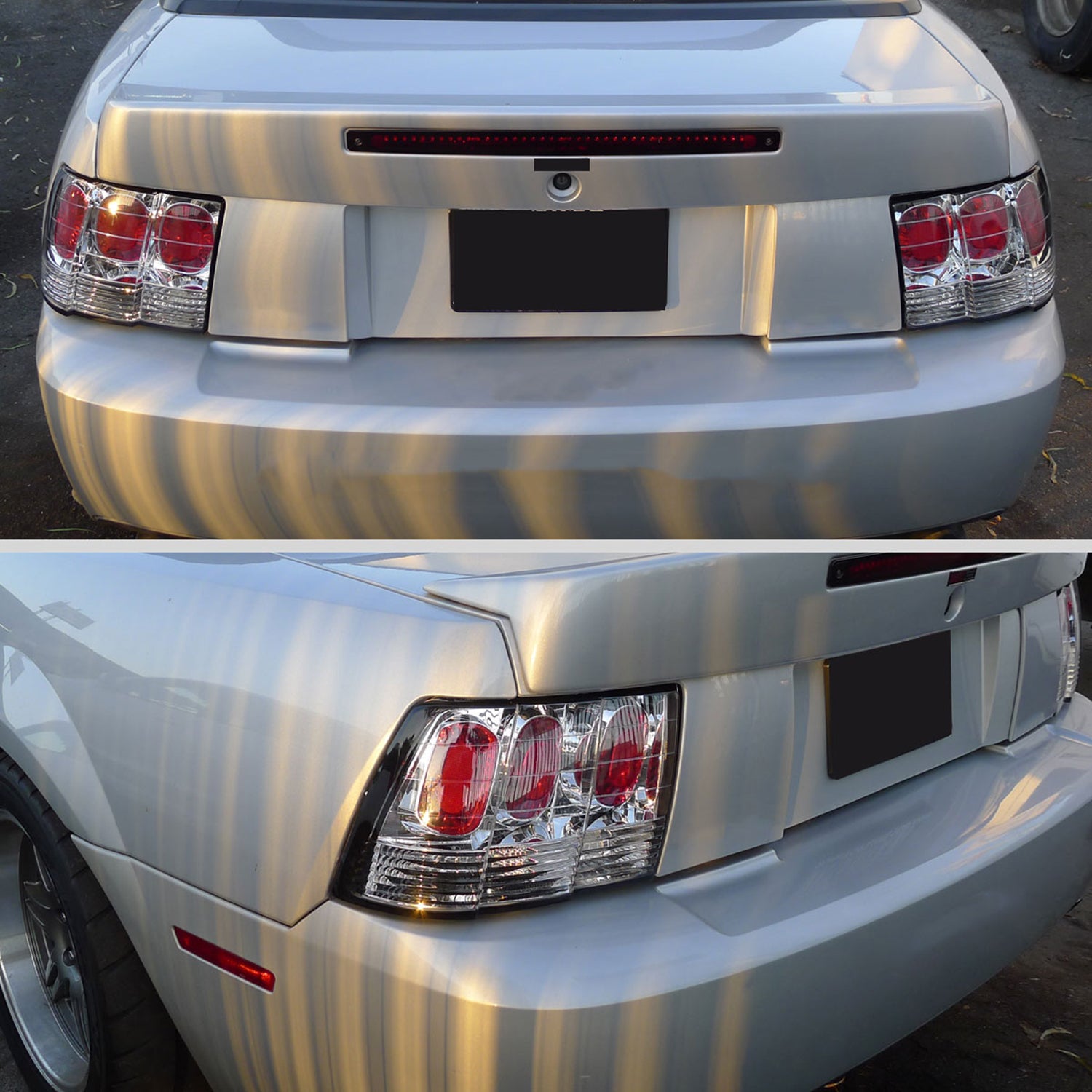 1999-2004 Ford Mustang Tail Lights Chrome Housing/Clear Lens
