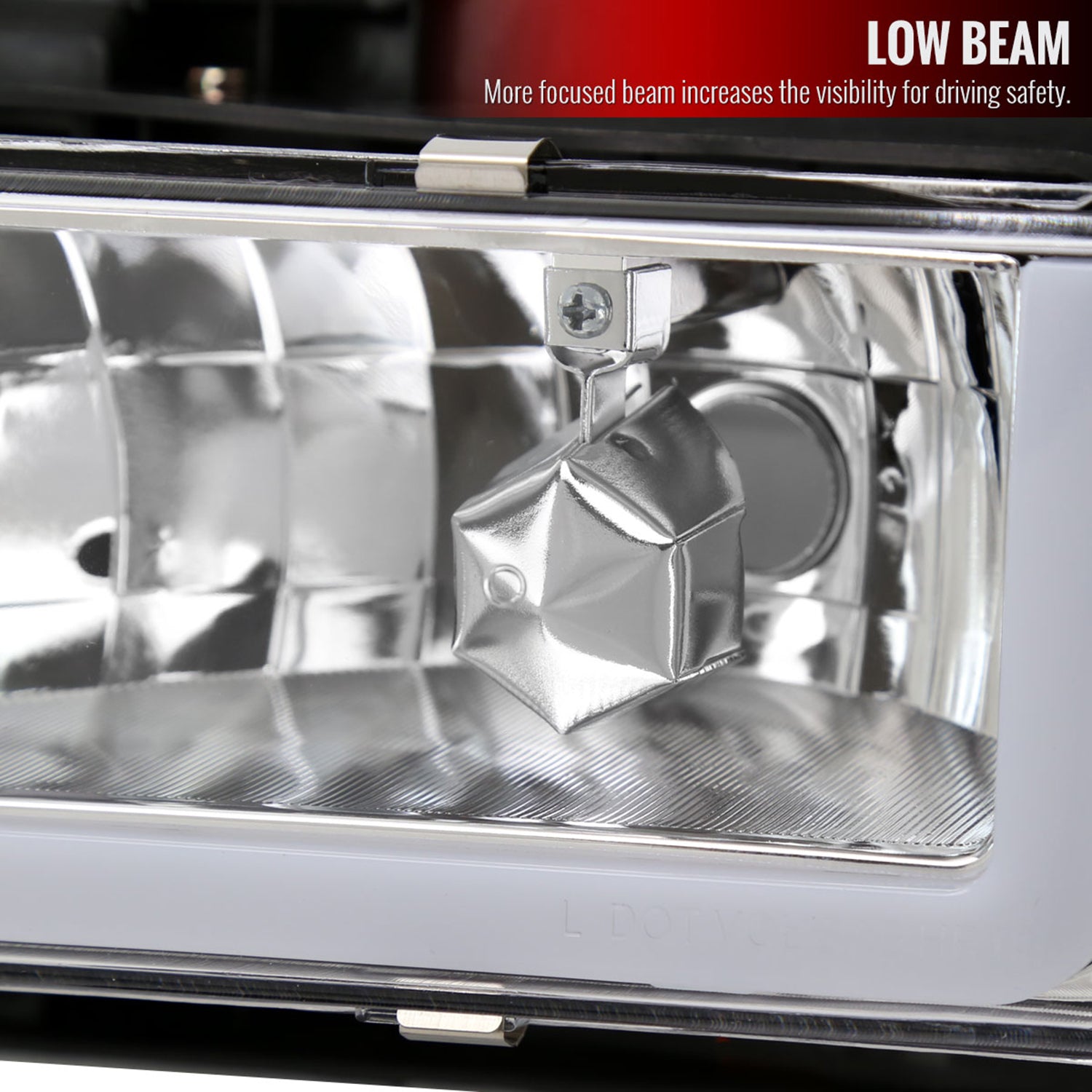 1988-1993 Chevy C10 C/K Sierra Tahoe LED Tube Factory Headlights Chrome