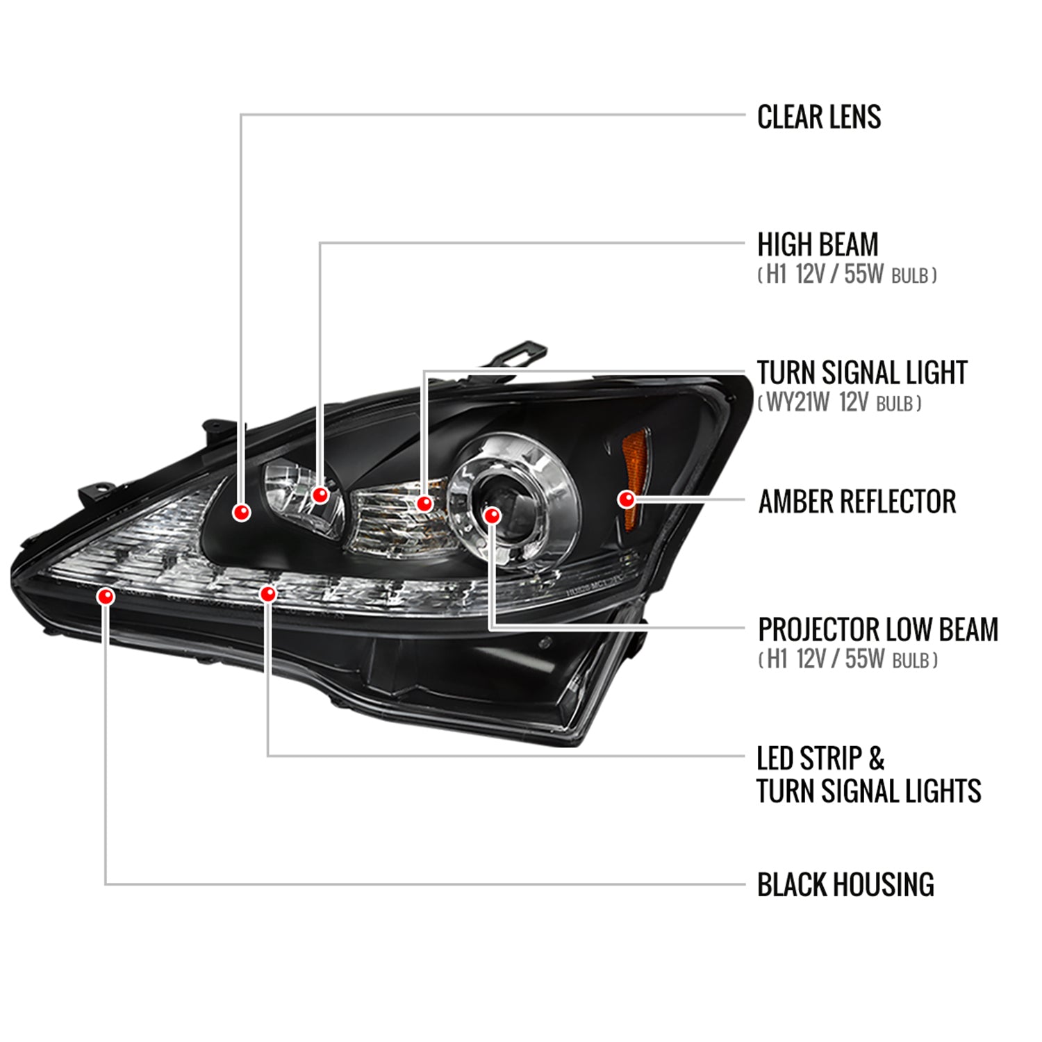 2006-2010 Lexus IS250/IS350 LED Light Headlights LED Signal Lights Black