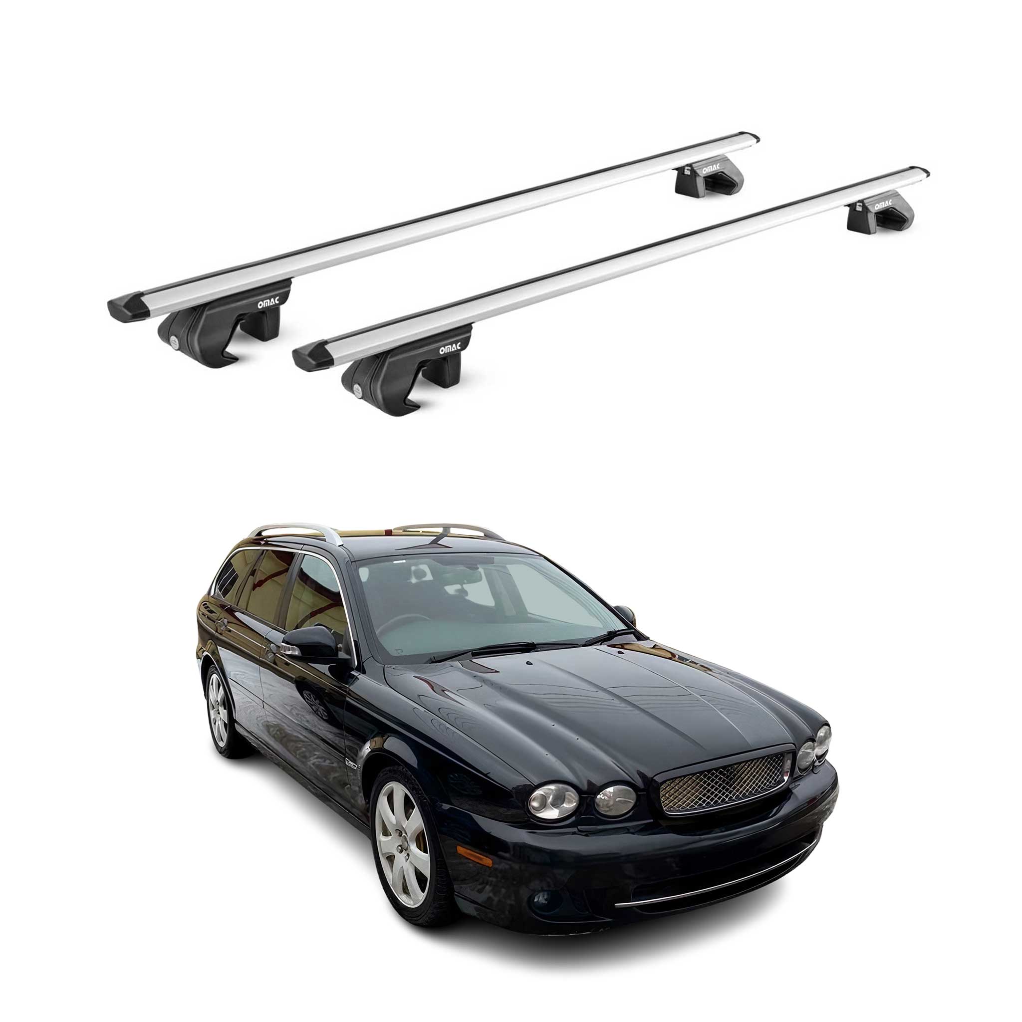 2002-2008 Jaguar X-Type Wagon Roof Rack Cross Bars Silver