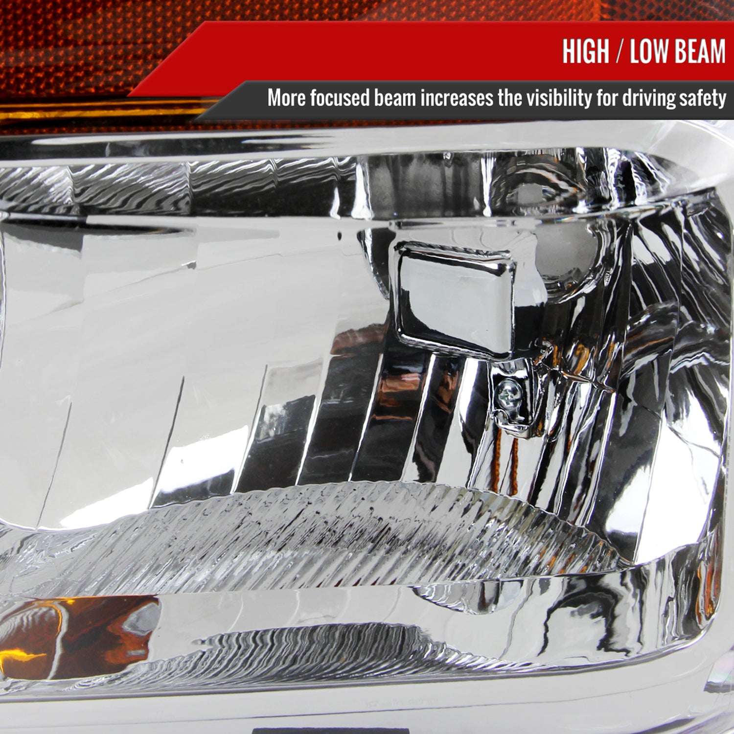 2008-2010 Ford F-250/F-350/F-450 Super Duty Factory Headlights Amber / Chrome