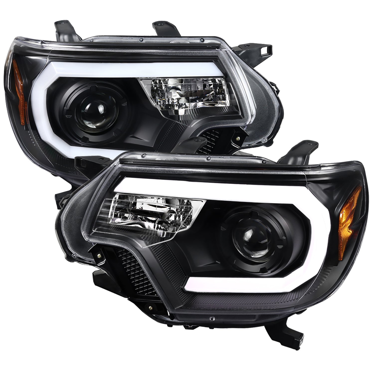2012-2015 Toyota Tacoma LED C-Bar Projector Headlights Matte Black/Clear Lens