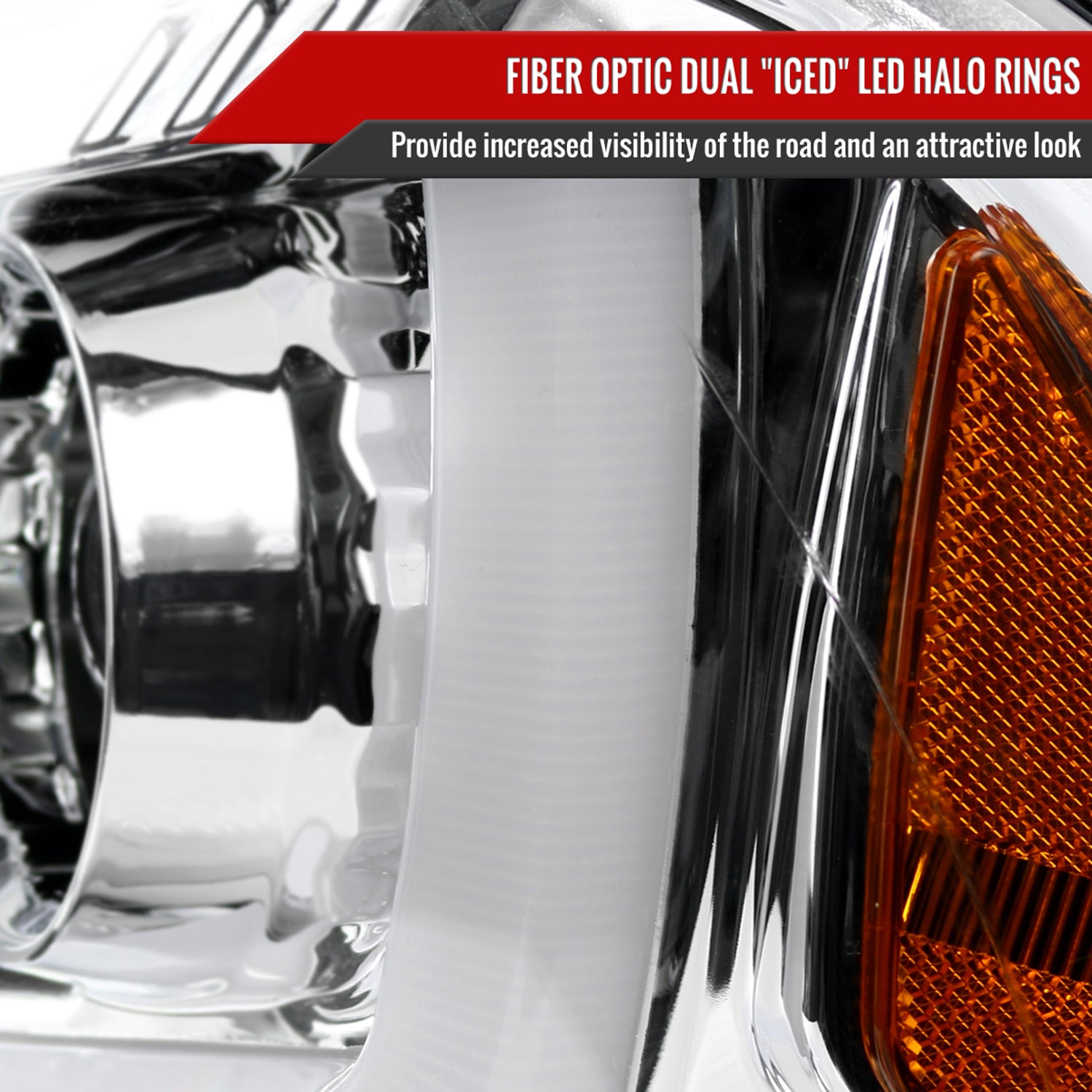 2011-2014 Dodge Charger Dual LED U-Bar Projector Headlights Chrome/Clear Lens