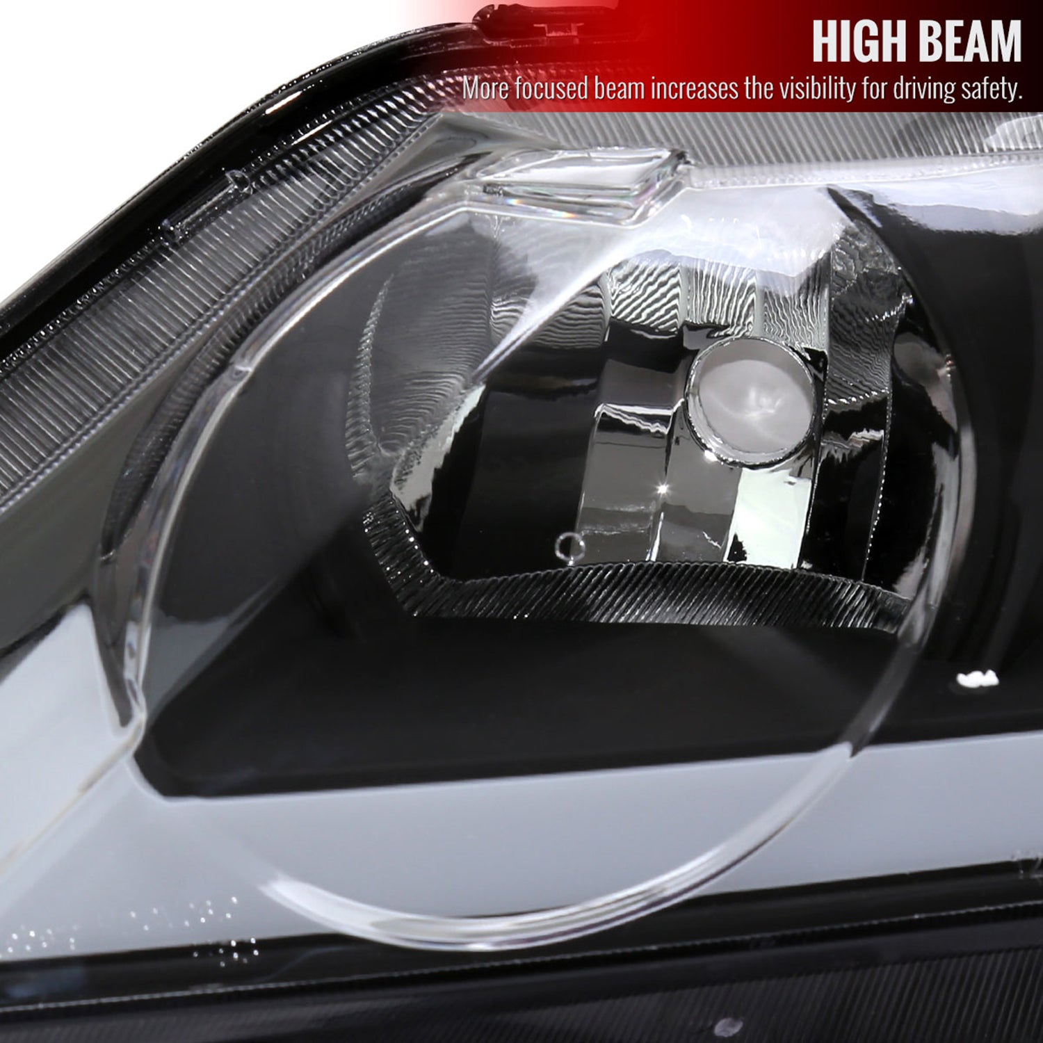 2006-2011 Honda Civic 4DR Sedan Factory Headlights LED Strip Matt Black/Clear