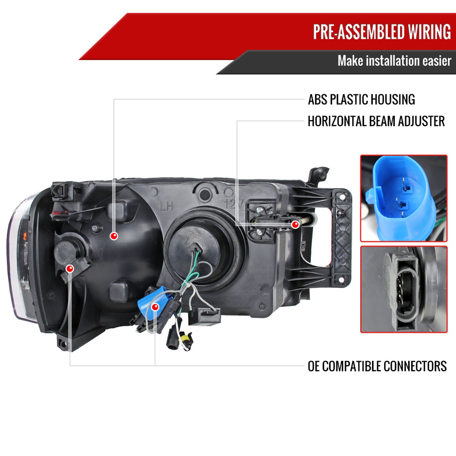 2002-2005 Dodge RAM 1500/ 03-2005 RAM 2500 3500 Headlights Amber Reflectors