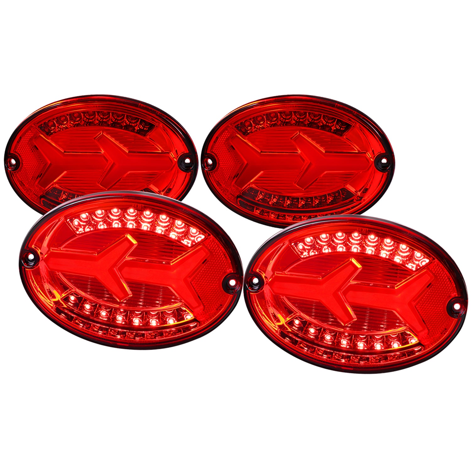 1997-2004 Chevy Corvette C5 4 PC LED Bar Tail Lights Chrome/Red Lens