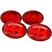 1997-2004 Chevy Corvette C5 4 PC LED Bar Tail Lights Chrome/Red Lens