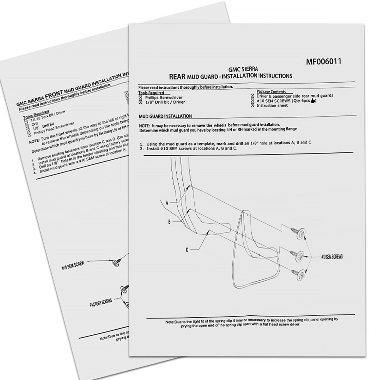 2014-2018 GMC Sierra 1500/2500/3500HD Mud Flap Splash Guards Single Rear Wheel