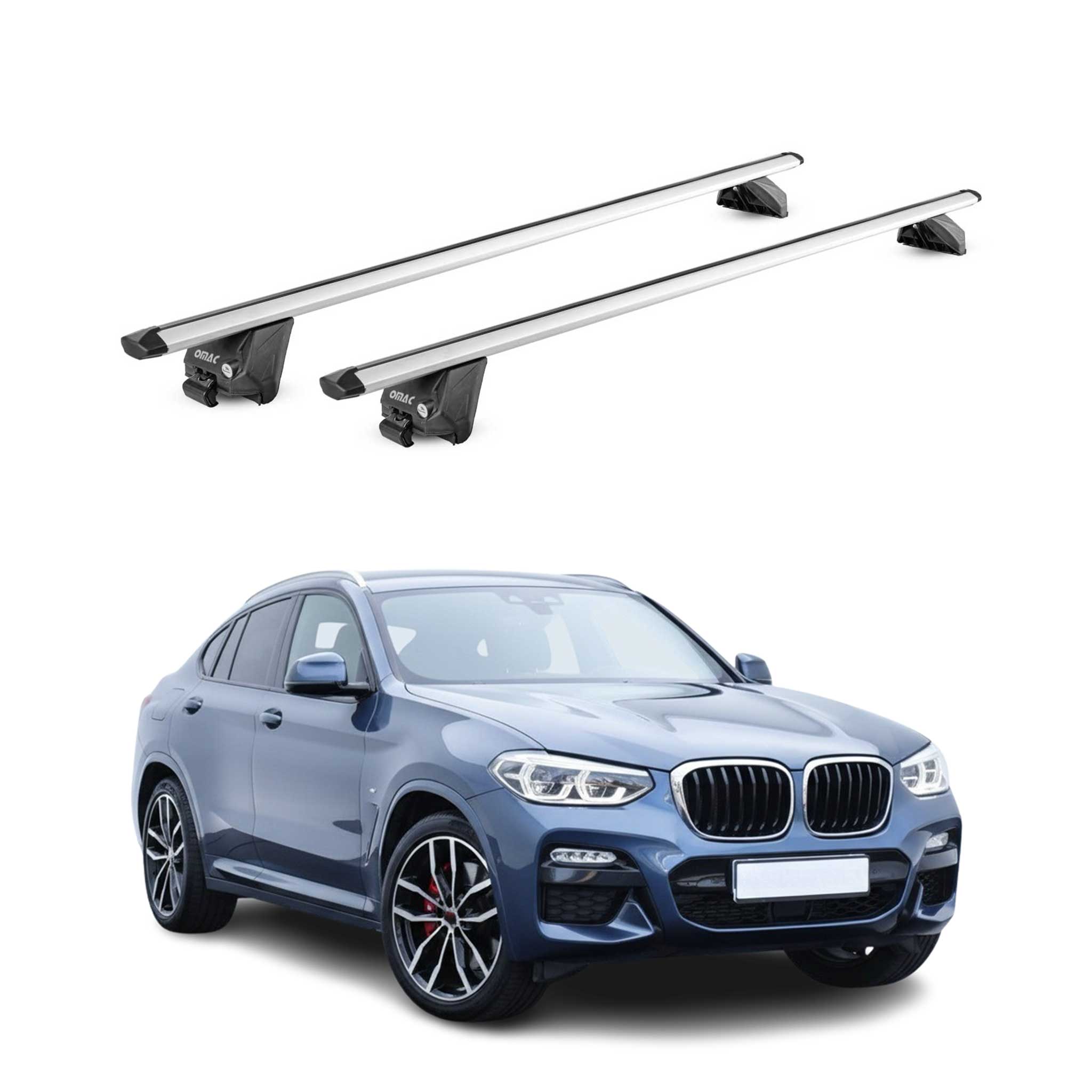Roof Rack Cross Bars Luggage Carrier for BMW X4 G02 2019-2024 Alu Silver Grey 2x