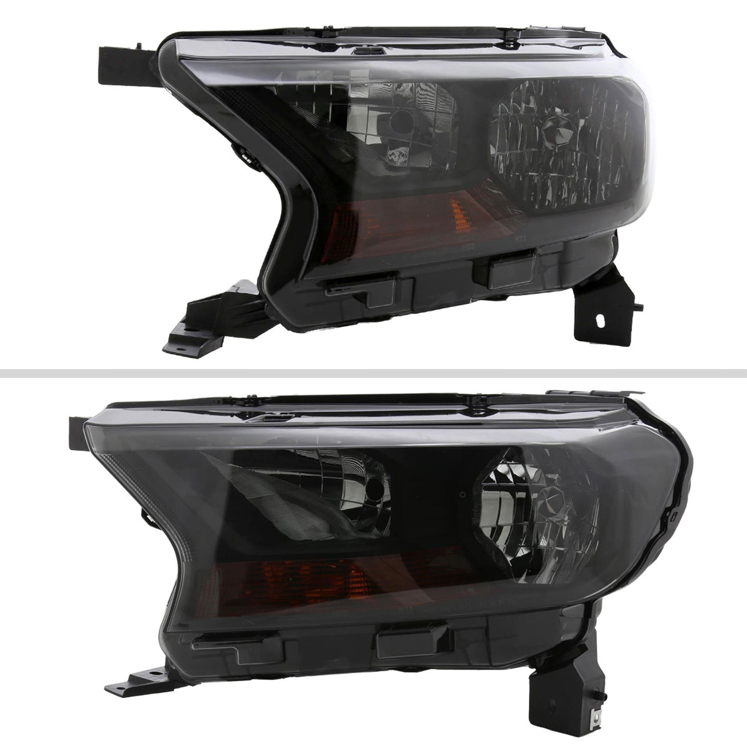 2019-2022 Ford Ranger XL/XLT Factory Halogen Headlights Glossy Black/Smoke